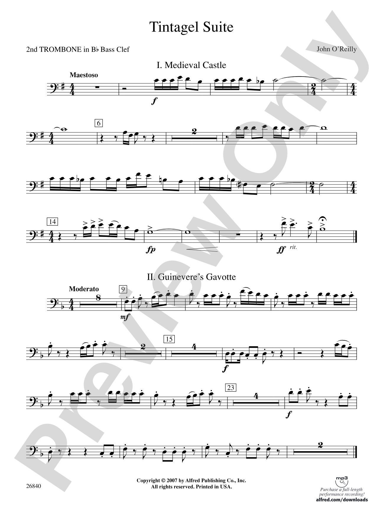 Tintagel Suite: (wp) 2nd B-flat Trombone B.C.