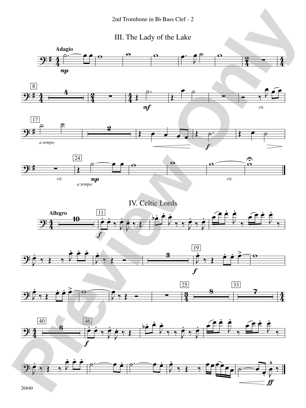 Tintagel Suite: (wp) 2nd B-flat Trombone B.C.