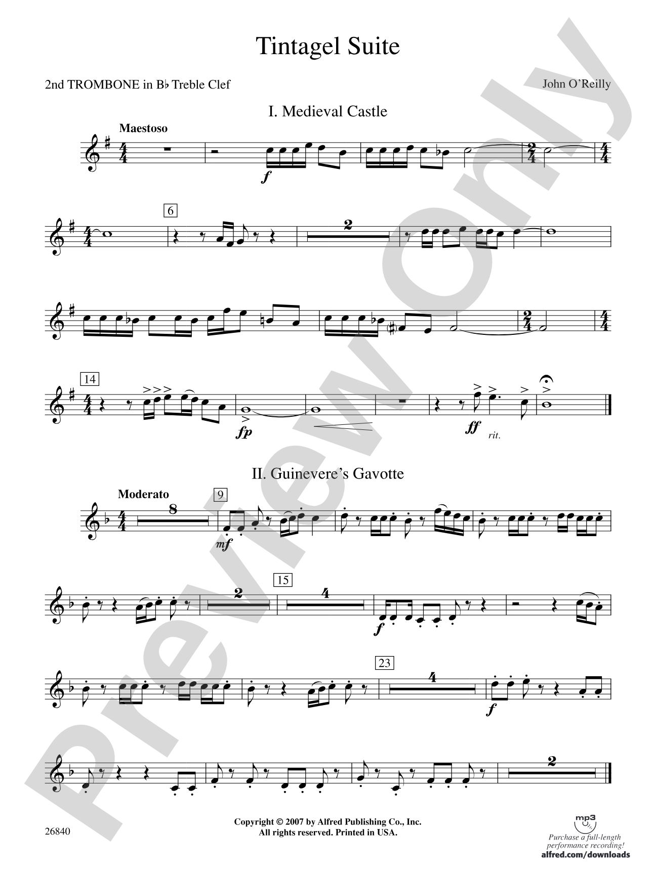 Tintagel Suite: (wp) 2nd B-flat Trombone T.C.