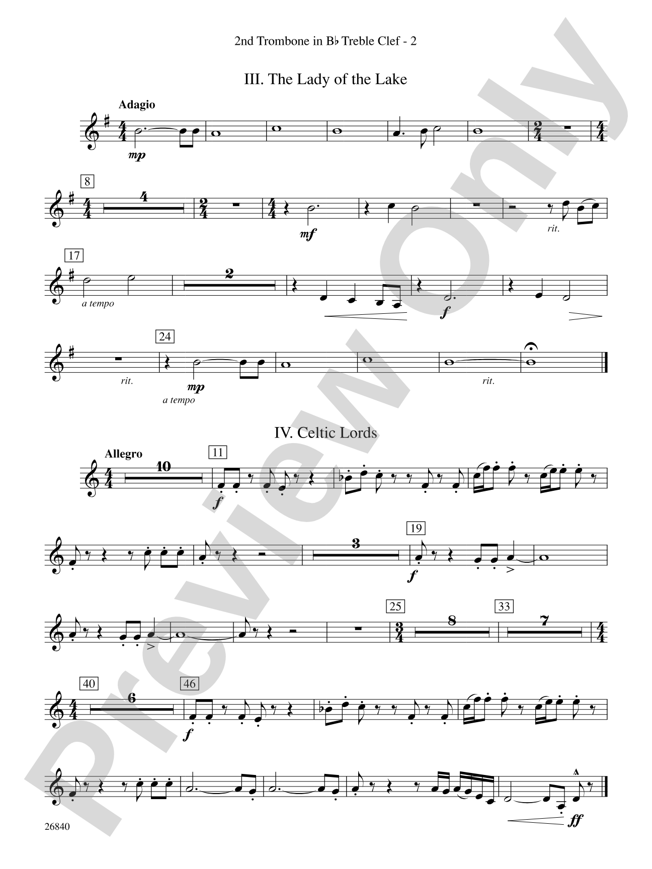 Tintagel Suite: (wp) 2nd B-flat Trombone T.C.