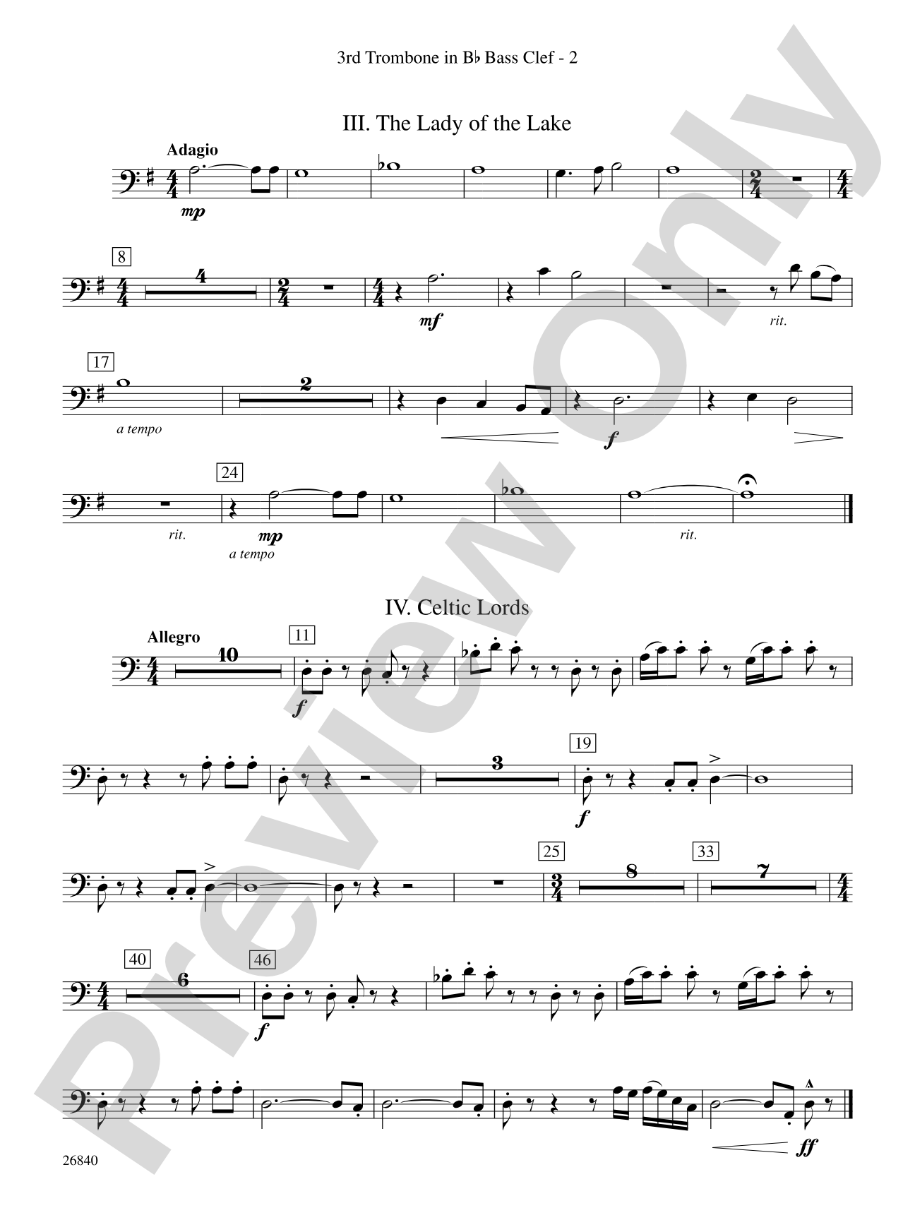 Tintagel Suite: (wp) 3rd B-flat Trombone B.C.