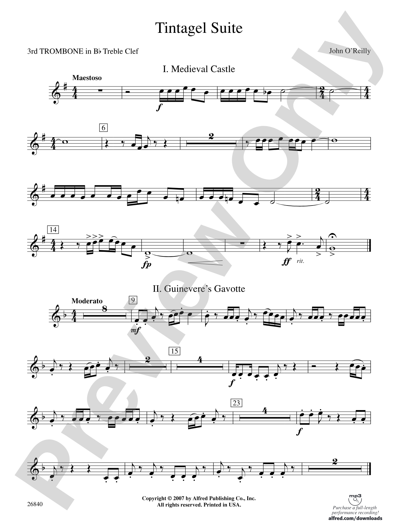 Tintagel Suite: (wp) 3rd B-flat Trombone T.C.
