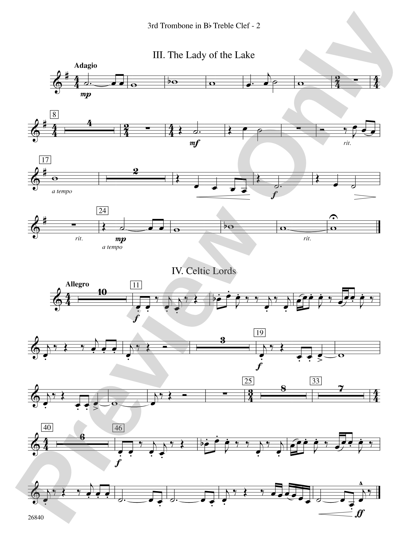 Tintagel Suite: (wp) 3rd B-flat Trombone T.C.