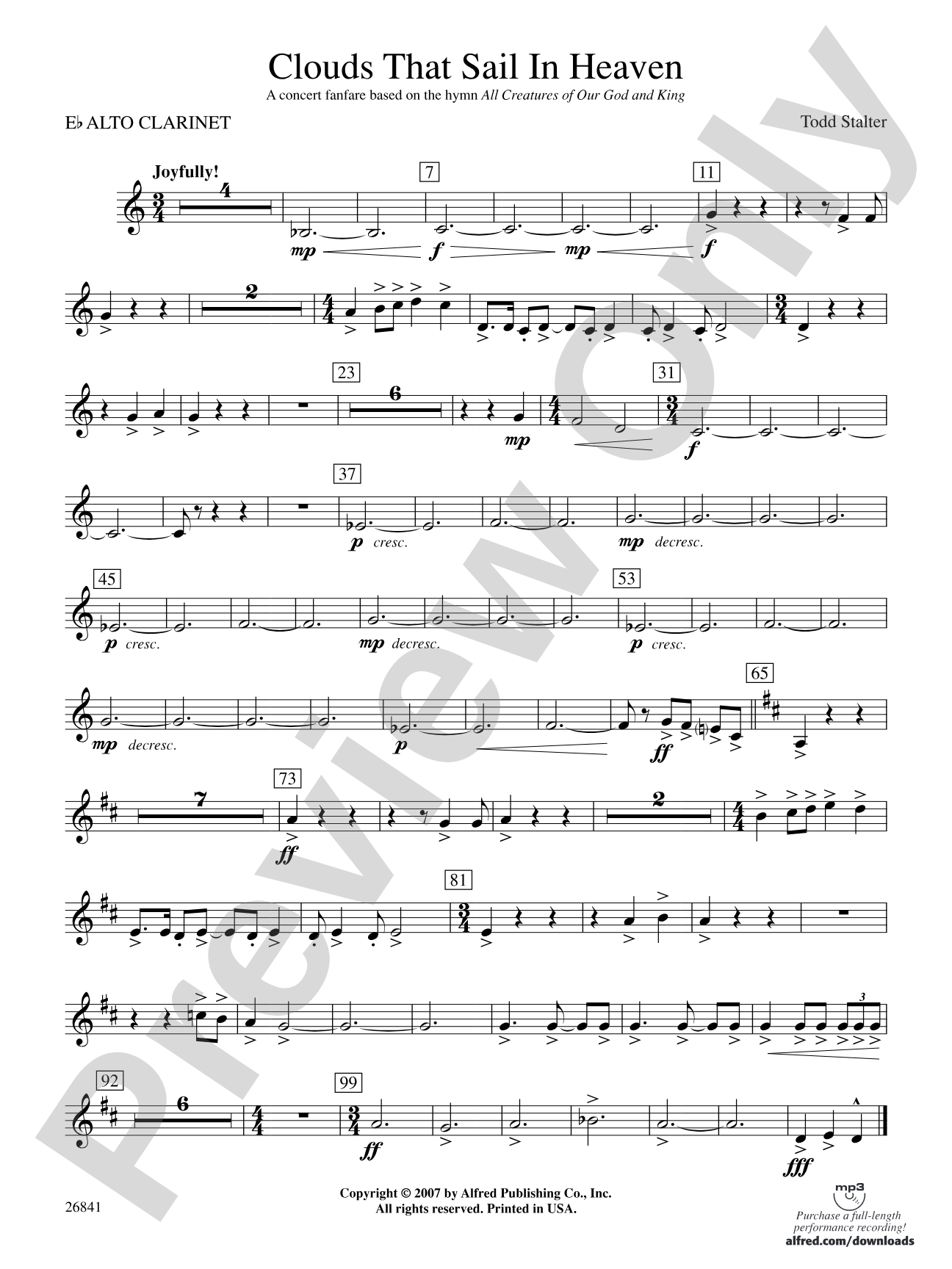 Clouds That Sail in Heaven: E-flat Alto Clarinet
