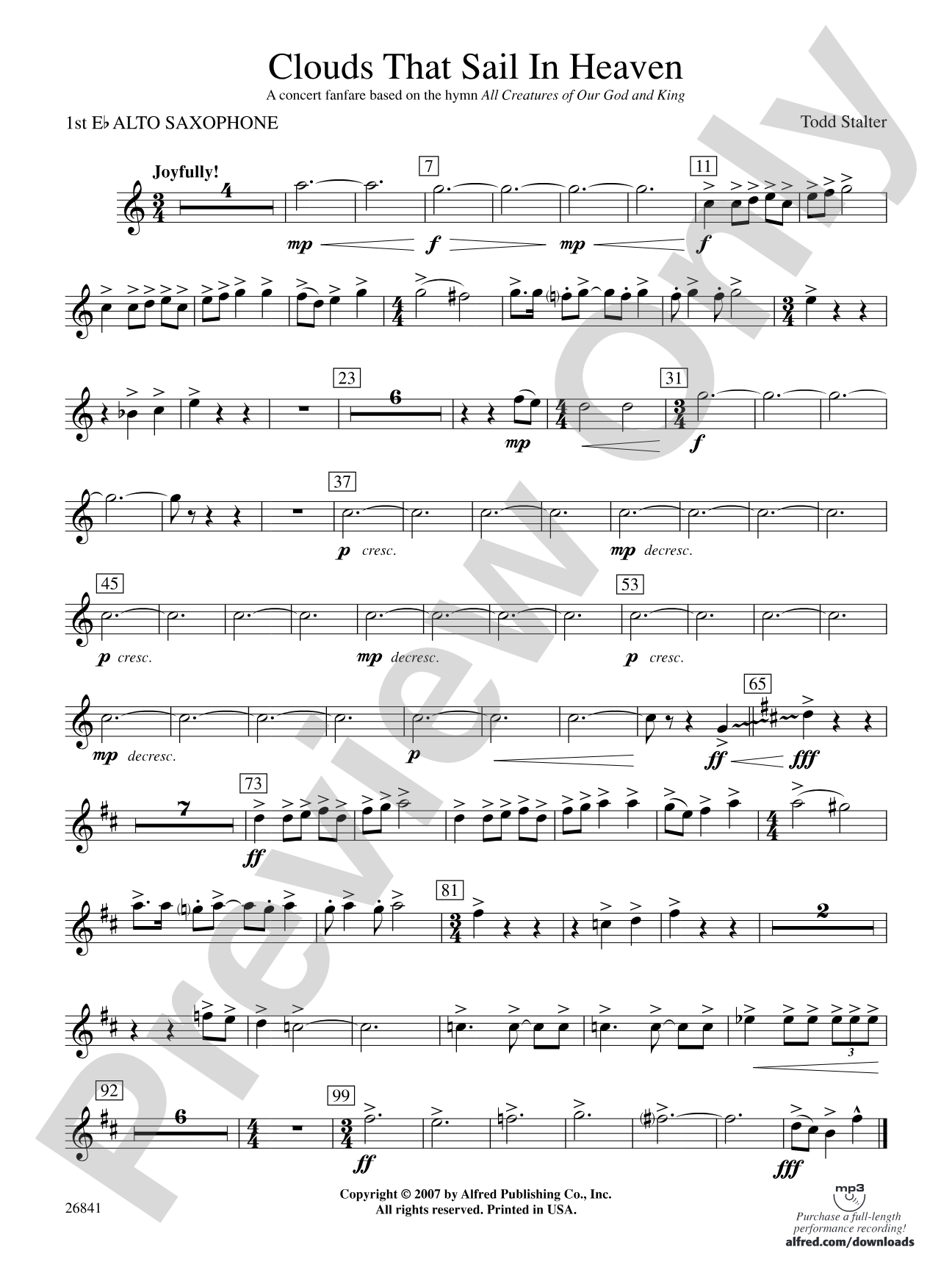 Clouds That Sail in Heaven: E-flat Alto Saxophone