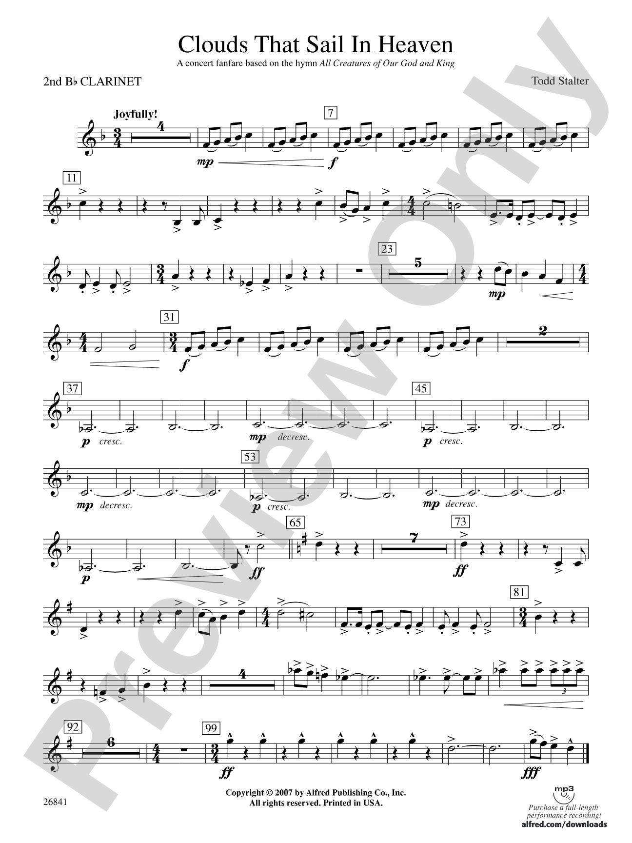Clouds That Sail in Heaven: 2nd B-flat Clarinet