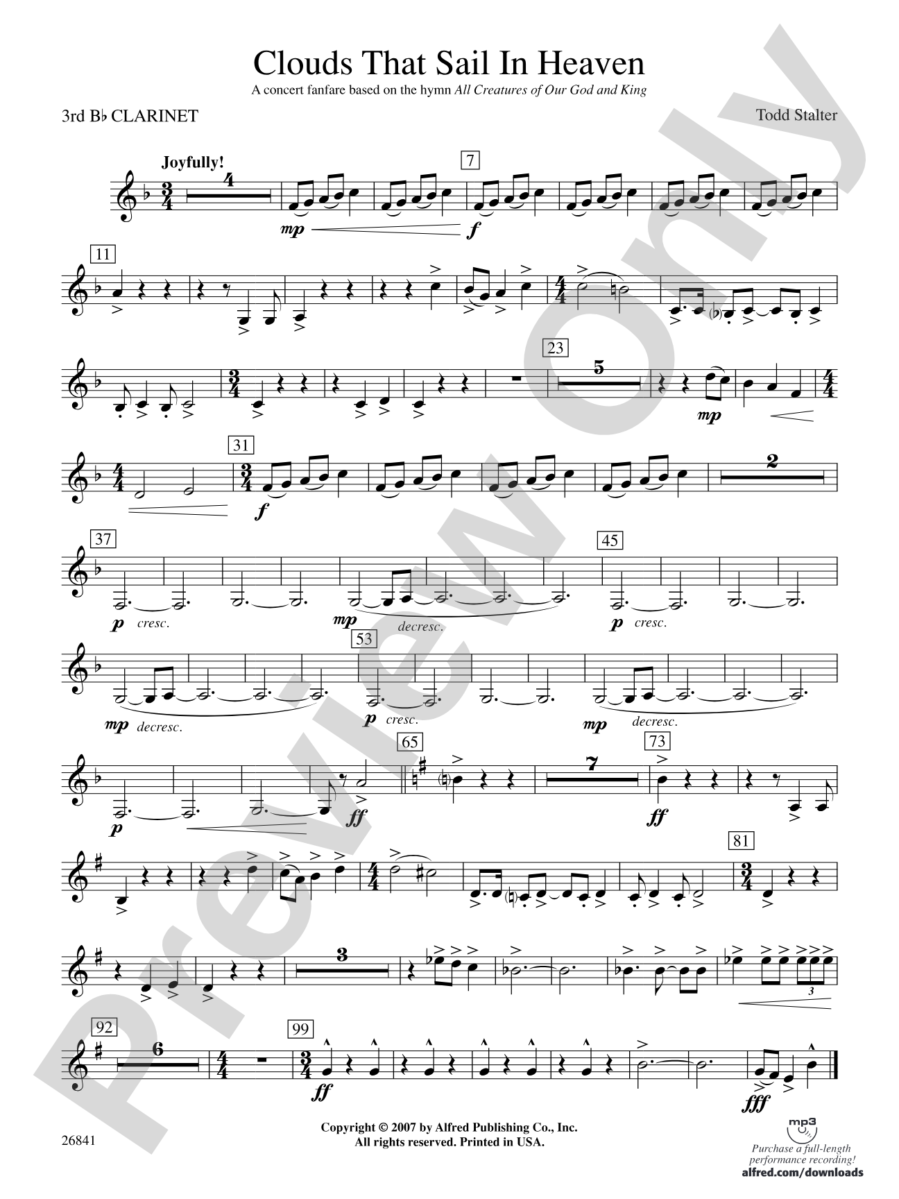 Clouds That Sail in Heaven: 3rd B-flat Clarinet
