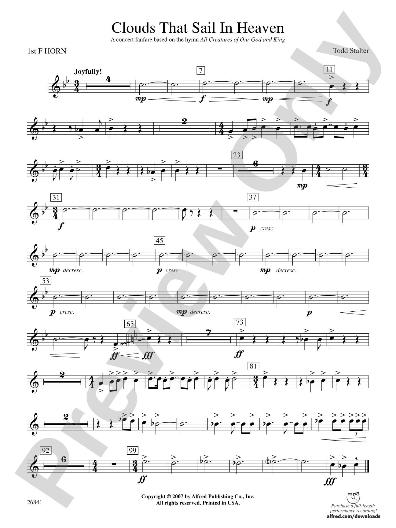 Clouds That Sail in Heaven: 1st F Horn