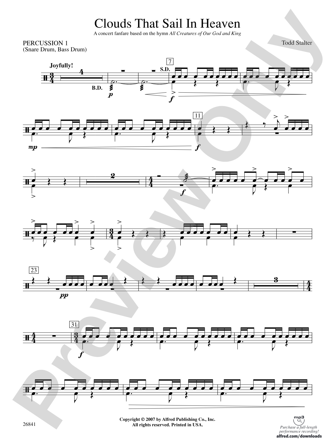 Clouds That Sail in Heaven: 1st Percussion