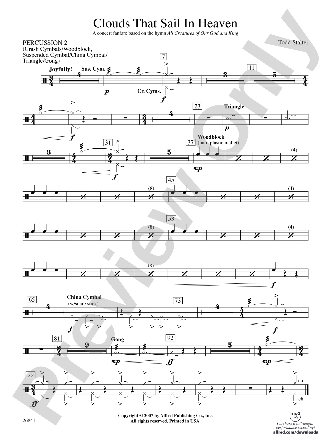 Clouds That Sail in Heaven: 2nd Percussion
