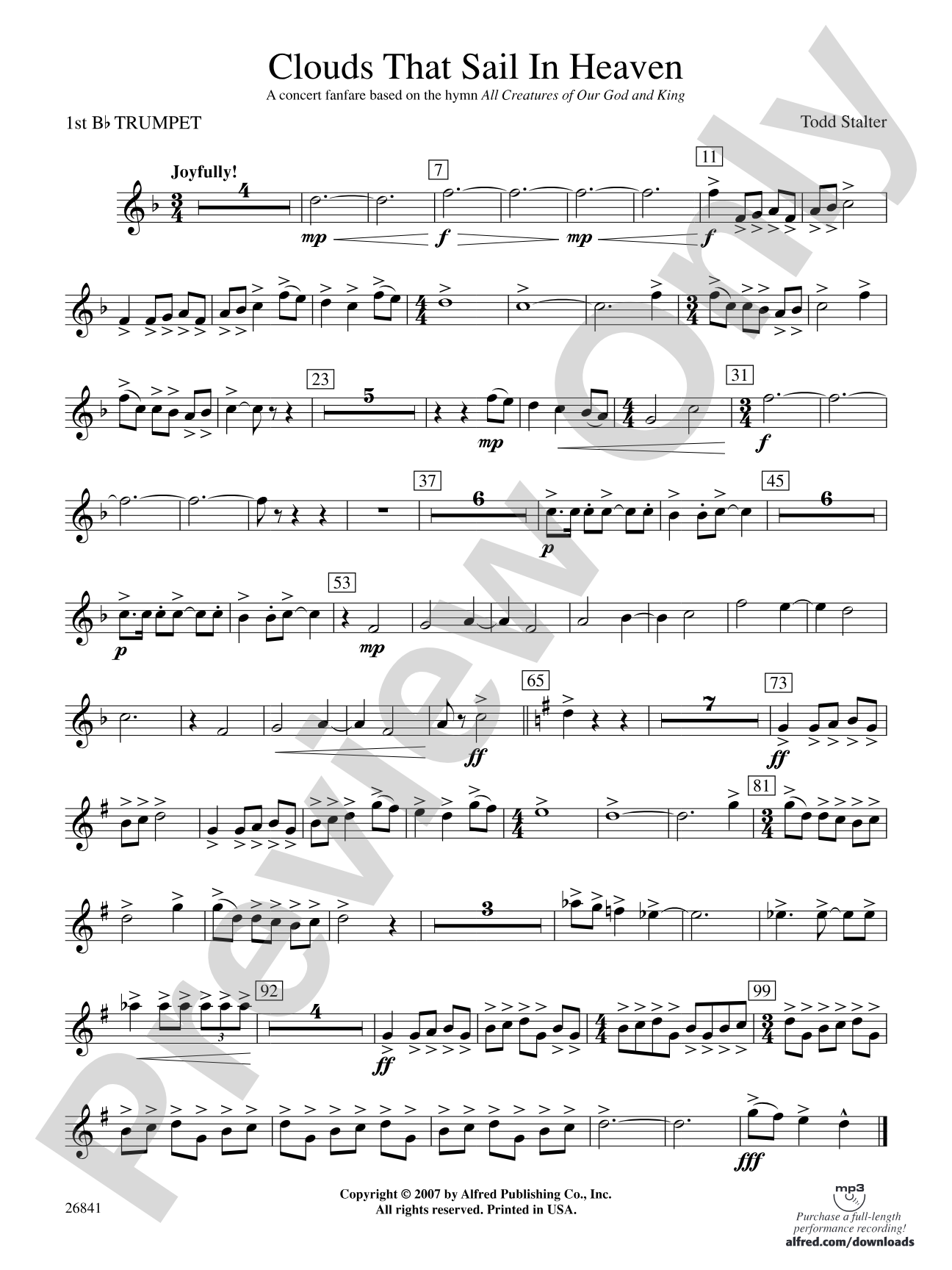 Clouds That Sail in Heaven: 1st B-flat Trumpet