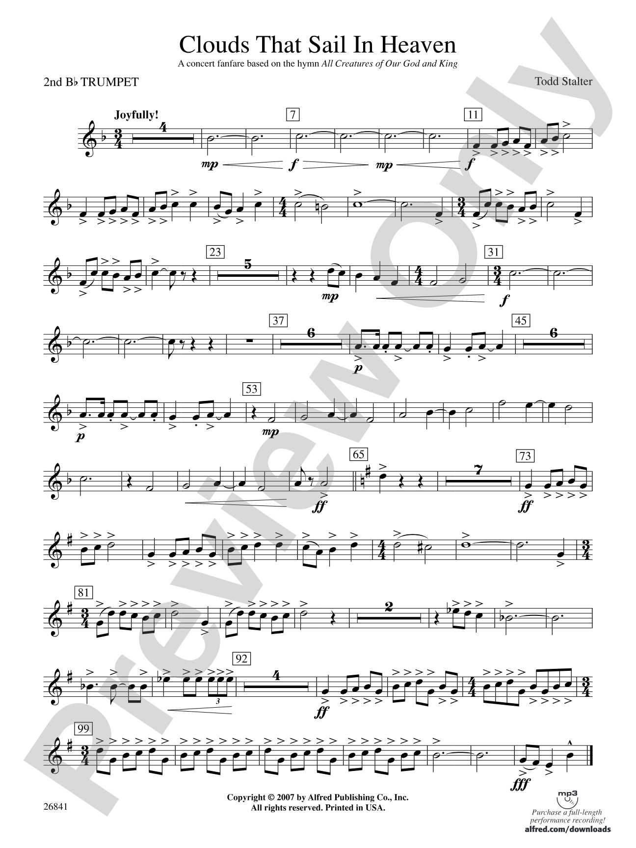 Clouds That Sail in Heaven: 2nd B-flat Trumpet
