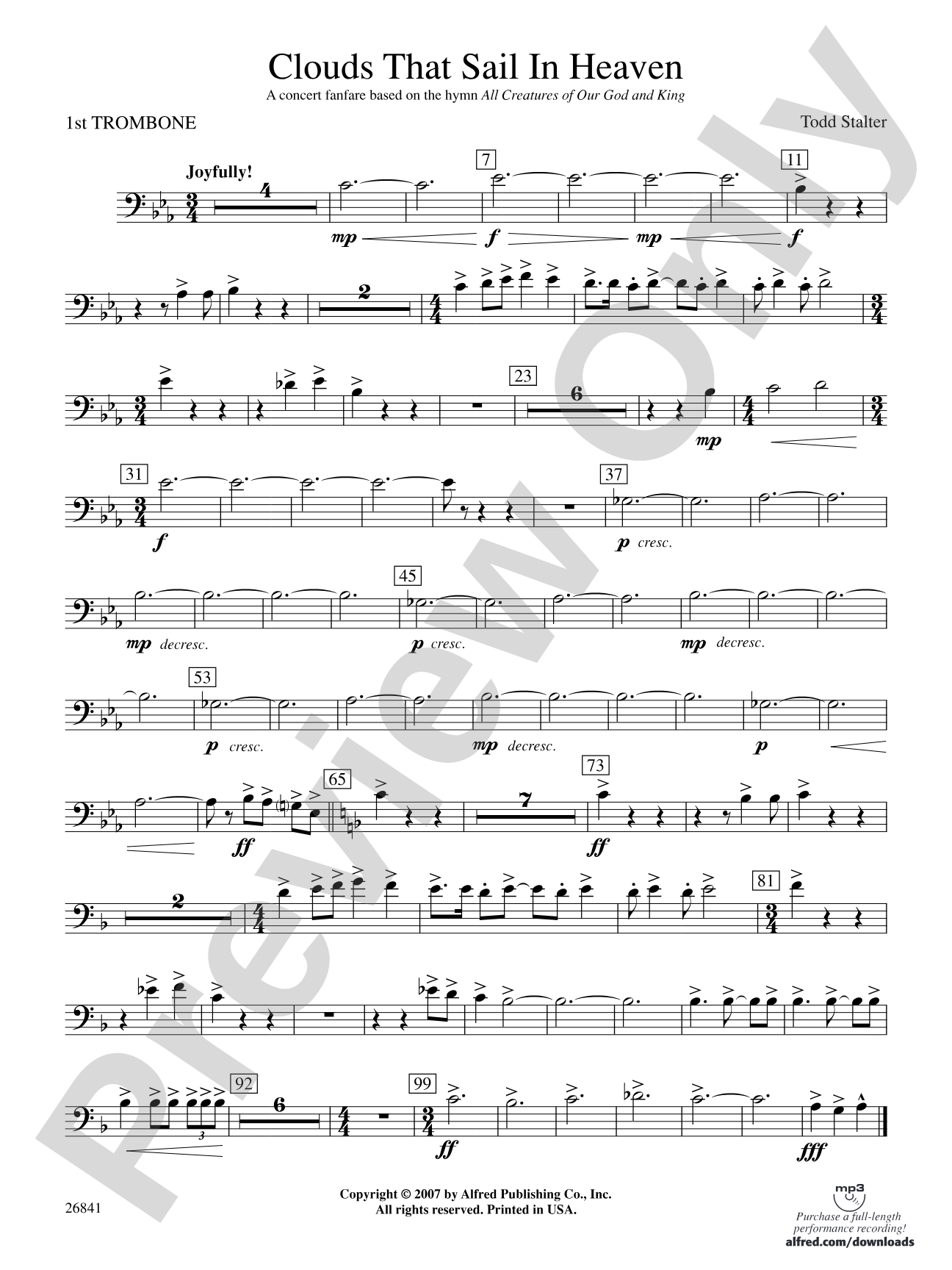 Clouds That Sail in Heaven: 1st Trombone