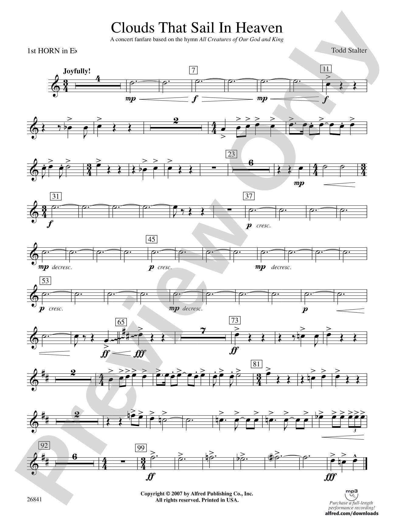 Clouds That Sail in Heaven: (wp) 1st Horn in E-flat