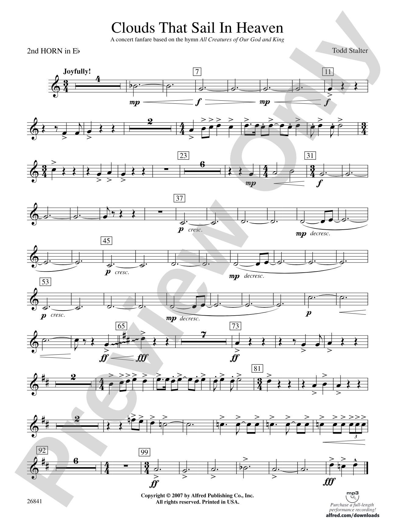 Clouds That Sail in Heaven: (wp) 2nd Horn in E-flat