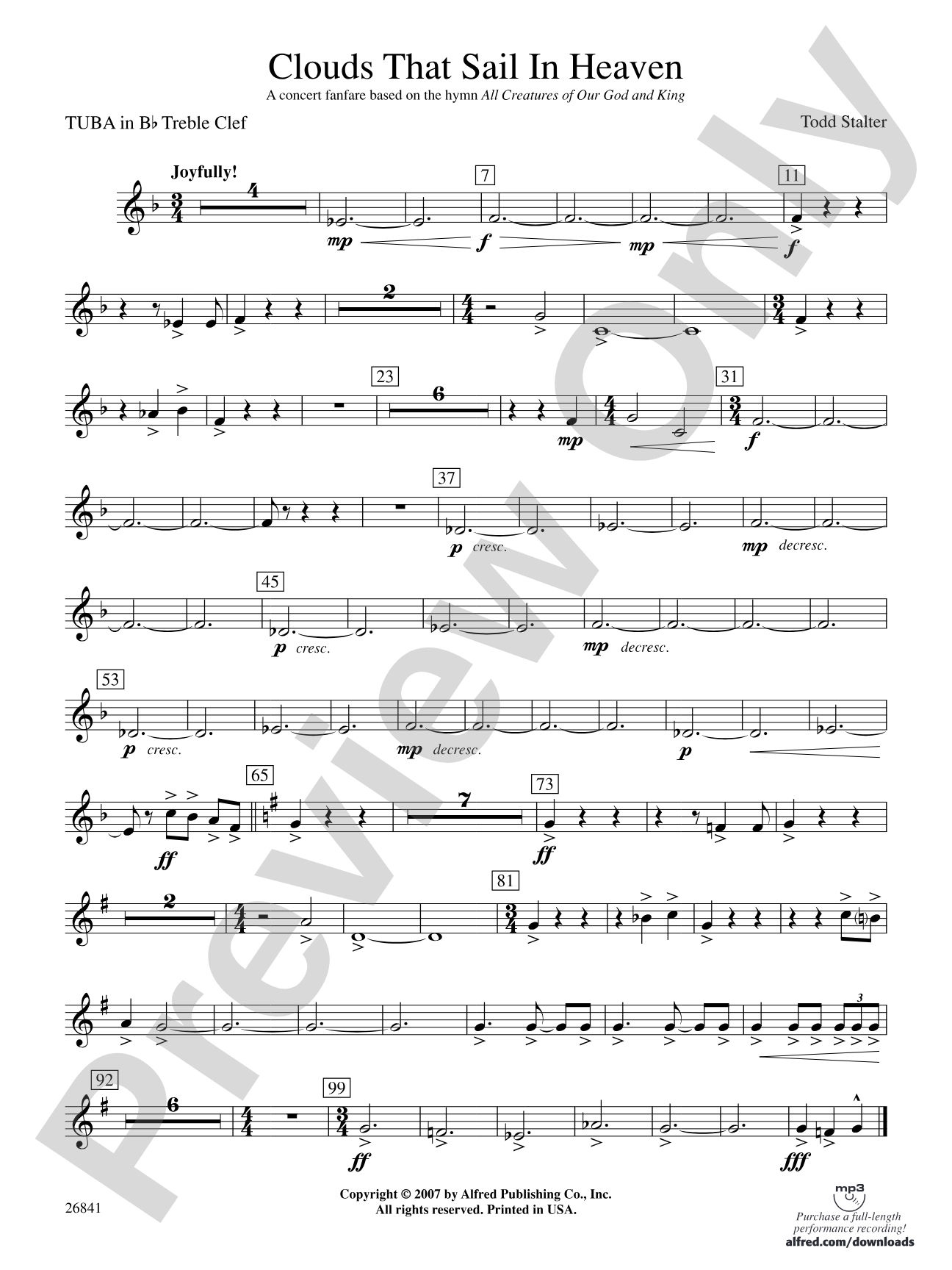 Clouds That Sail in Heaven: (wp) B-flat Tuba T.C.