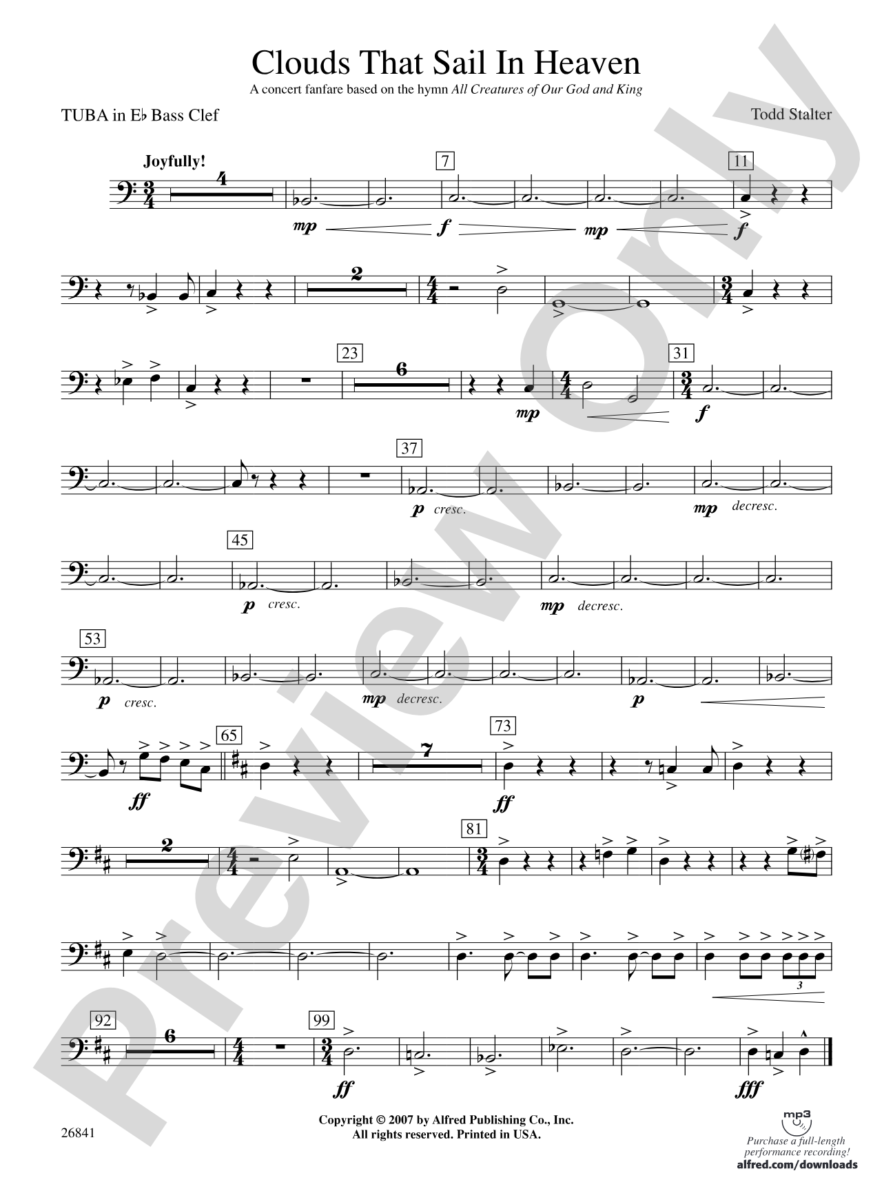 Clouds That Sail in Heaven: (wp) E-flat Tuba B.C.