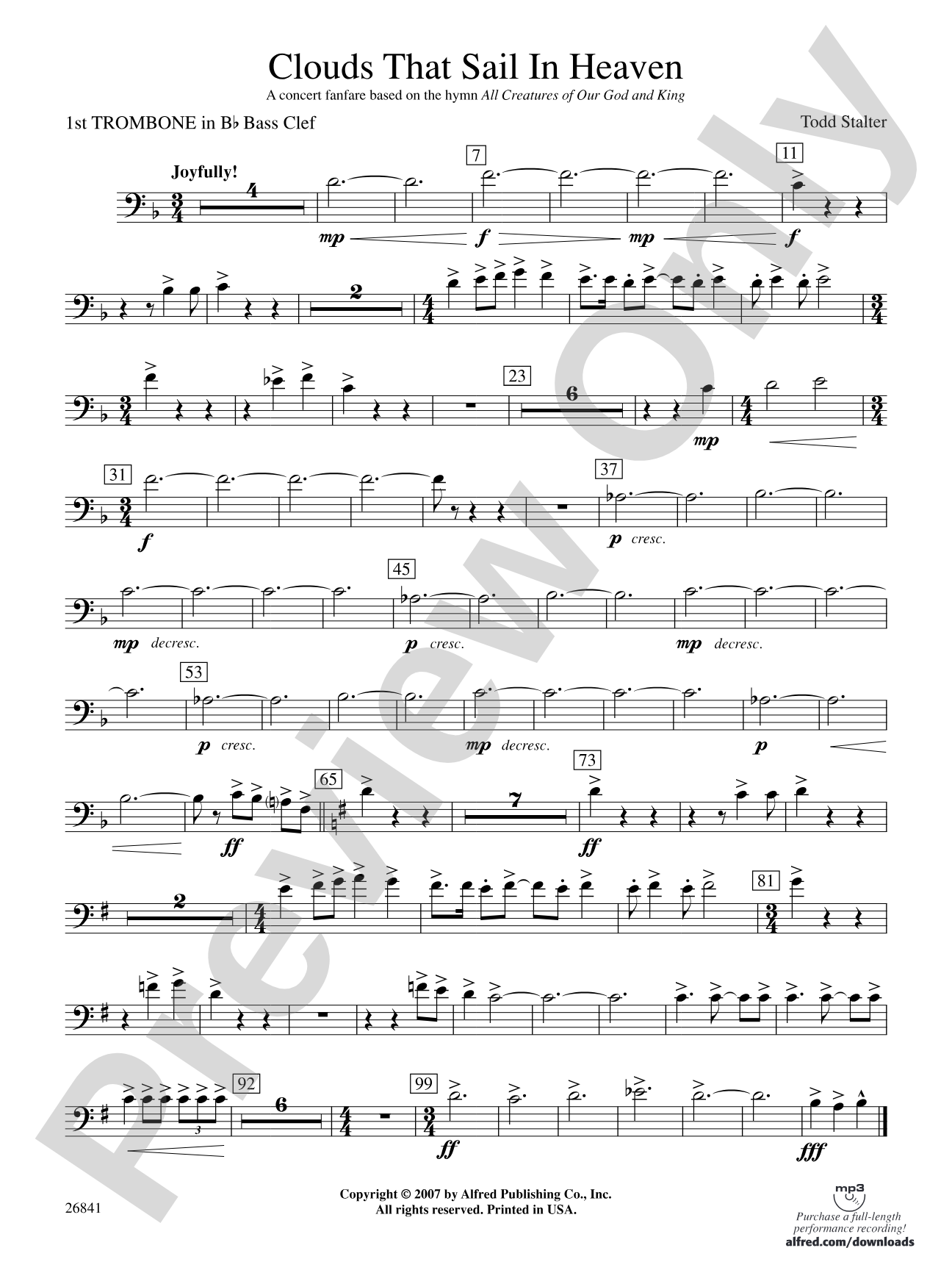 Clouds That Sail in Heaven: (wp) 1st B-flat Trombone B.C.