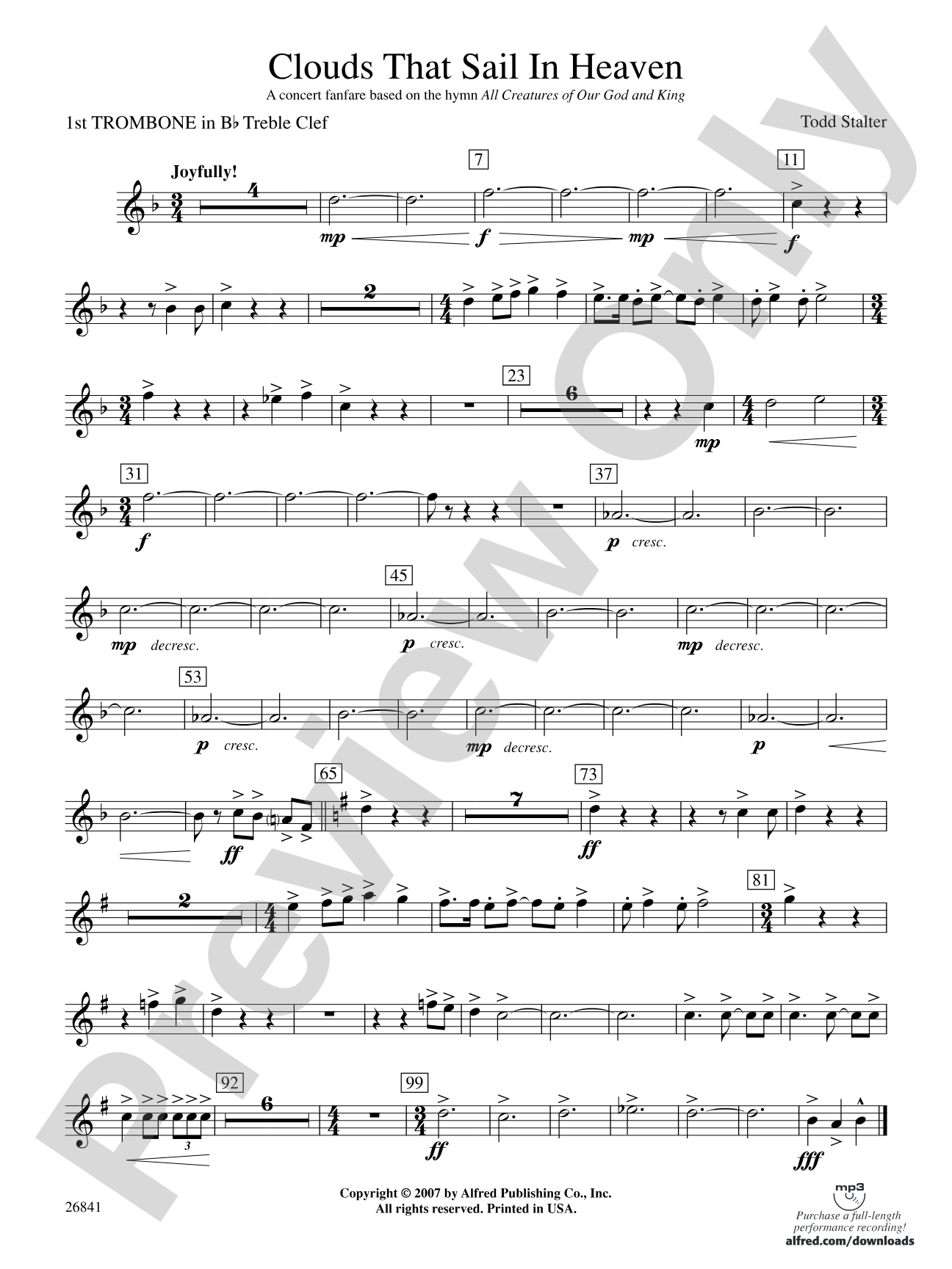 Clouds That Sail in Heaven: (wp) 1st B-flat Trombone T.C.