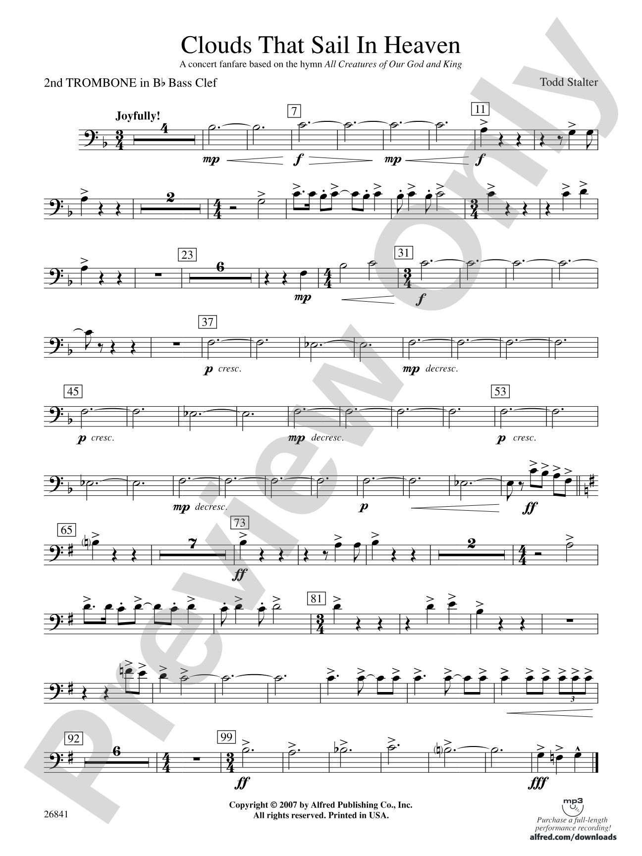 Clouds That Sail in Heaven: (wp) 2nd B-flat Trombone B.C.