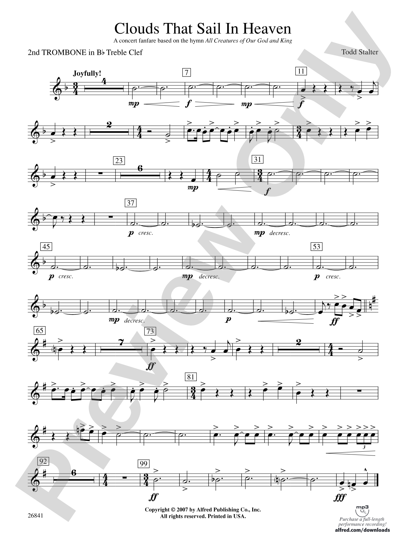 Clouds That Sail in Heaven: (wp) 2nd B-flat Trombone T.C.