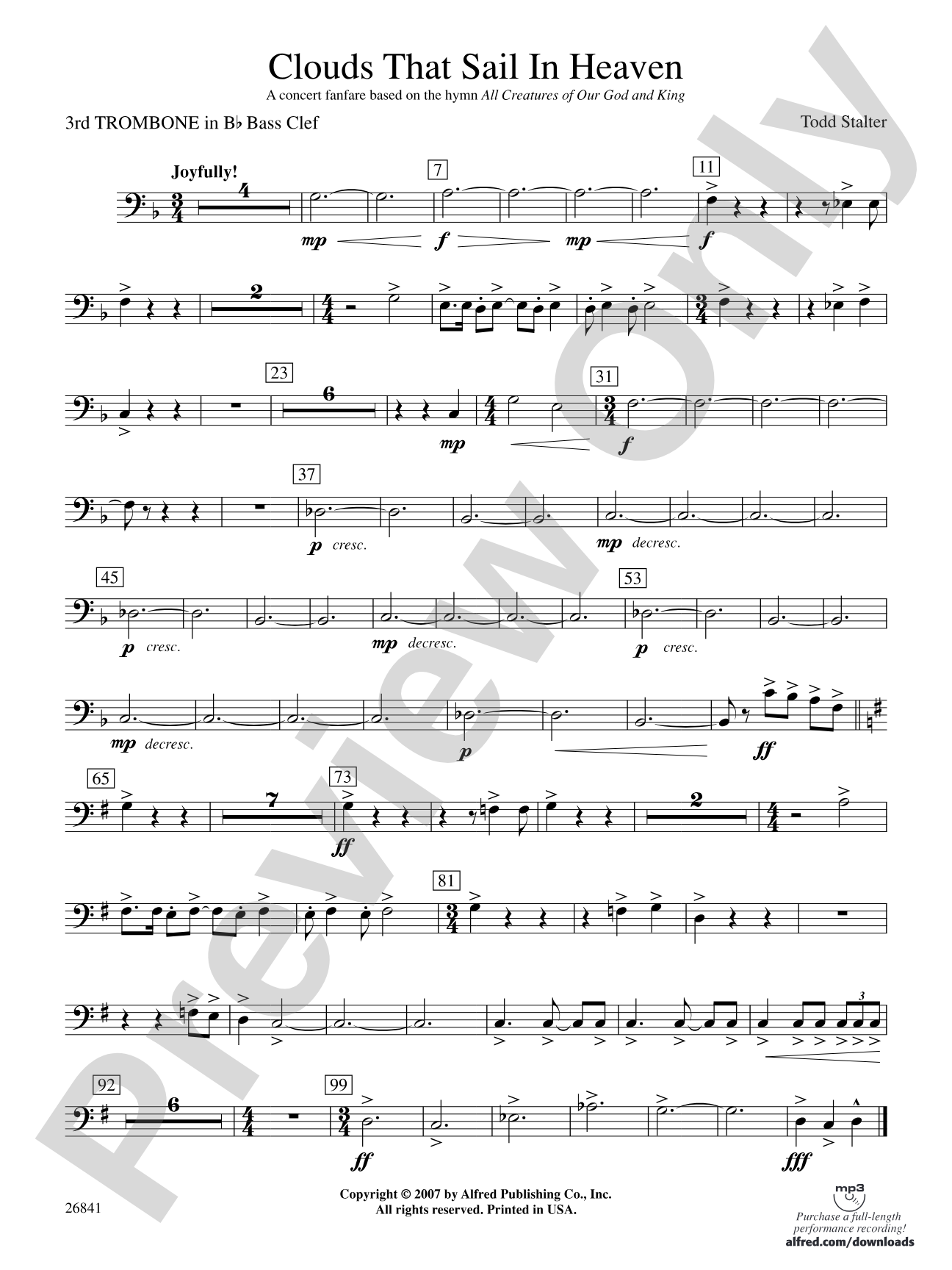 Clouds That Sail in Heaven: (wp) 3rd B-flat Trombone B.C.
