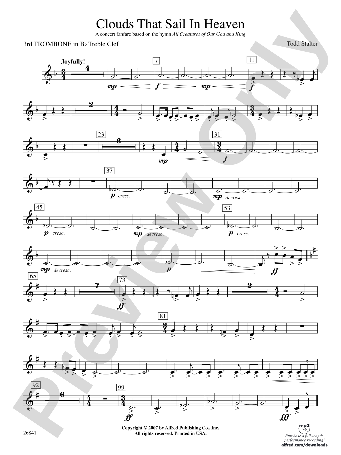 Clouds That Sail in Heaven: (wp) 3rd B-flat Trombone T.C.