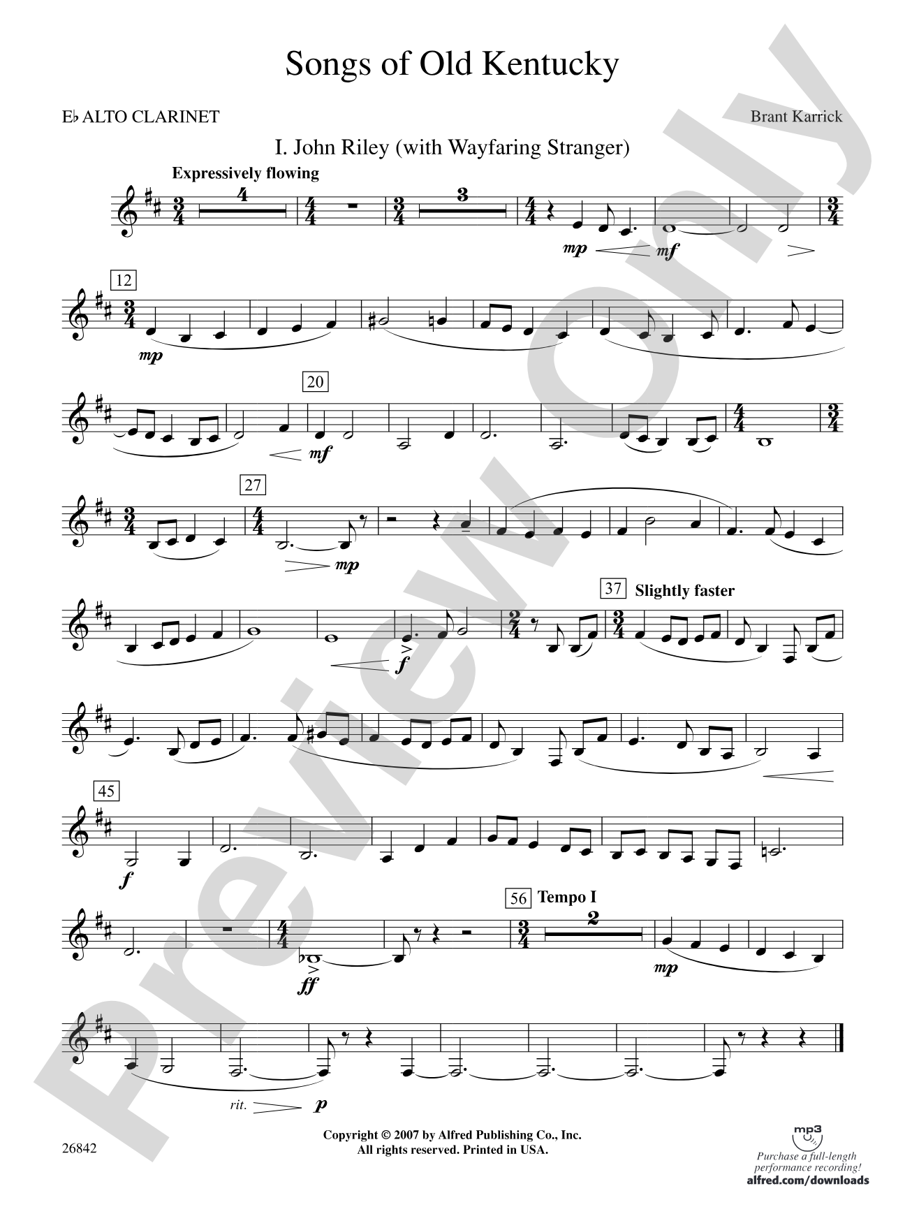 Songs of Old Kentucky: E-flat Alto Clarinet