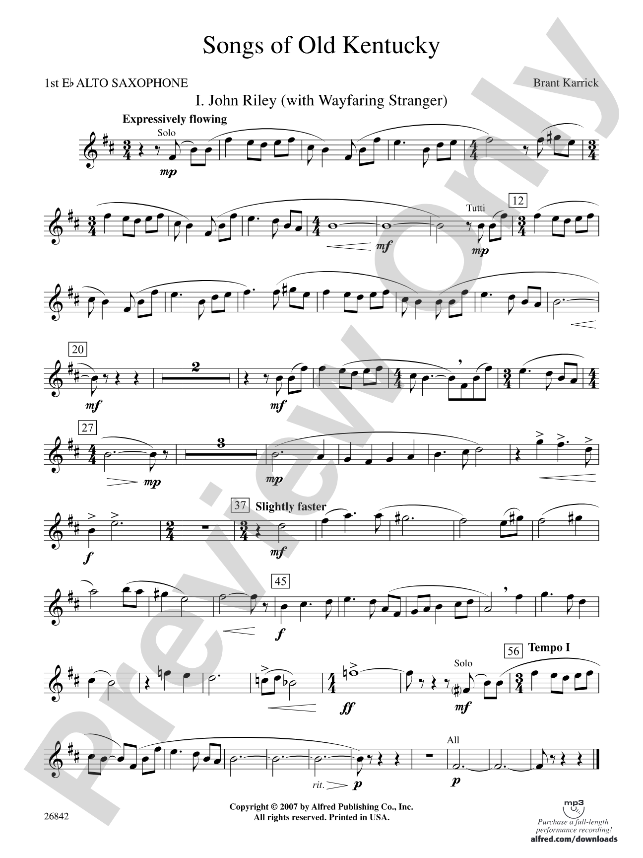 Songs of Old Kentucky: E-flat Alto Saxophone