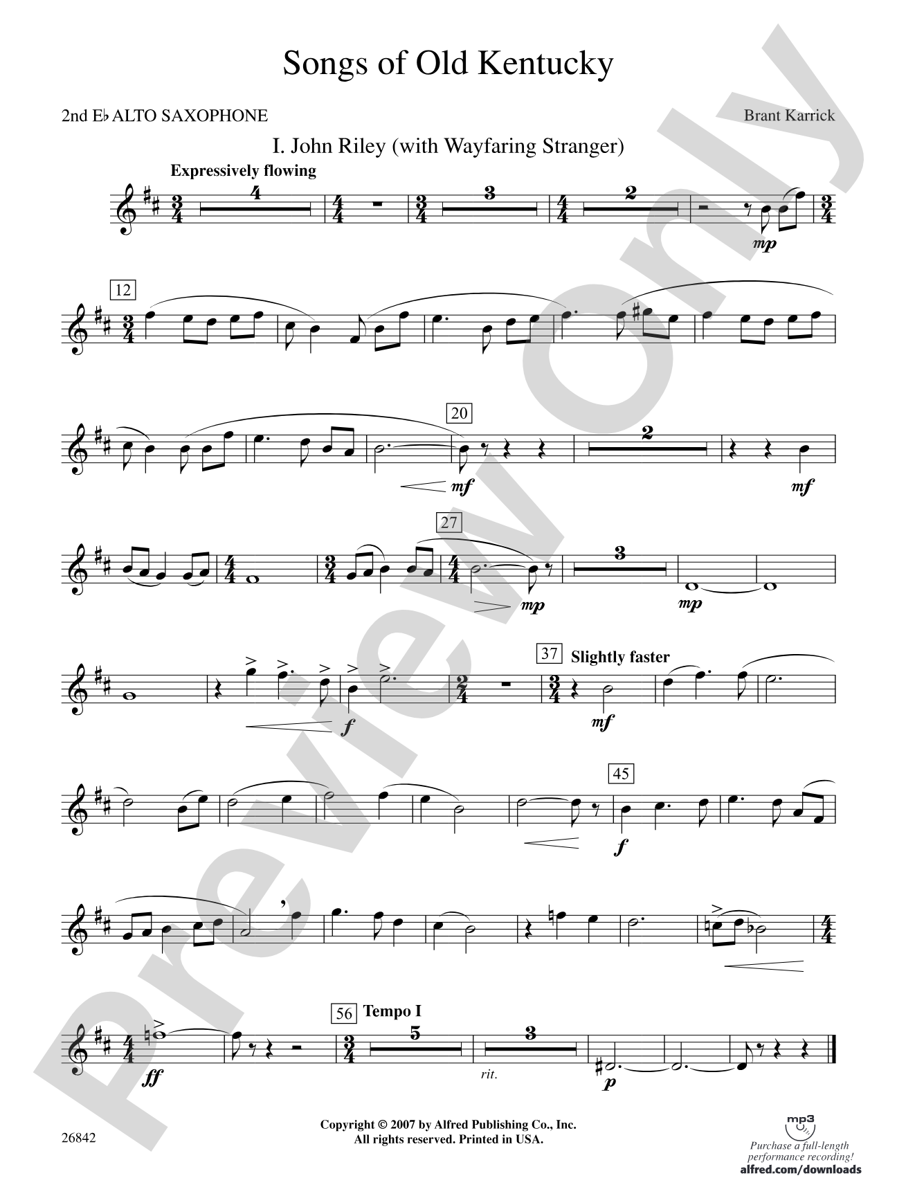 Songs of Old Kentucky: 2nd E-flat Alto Saxophone