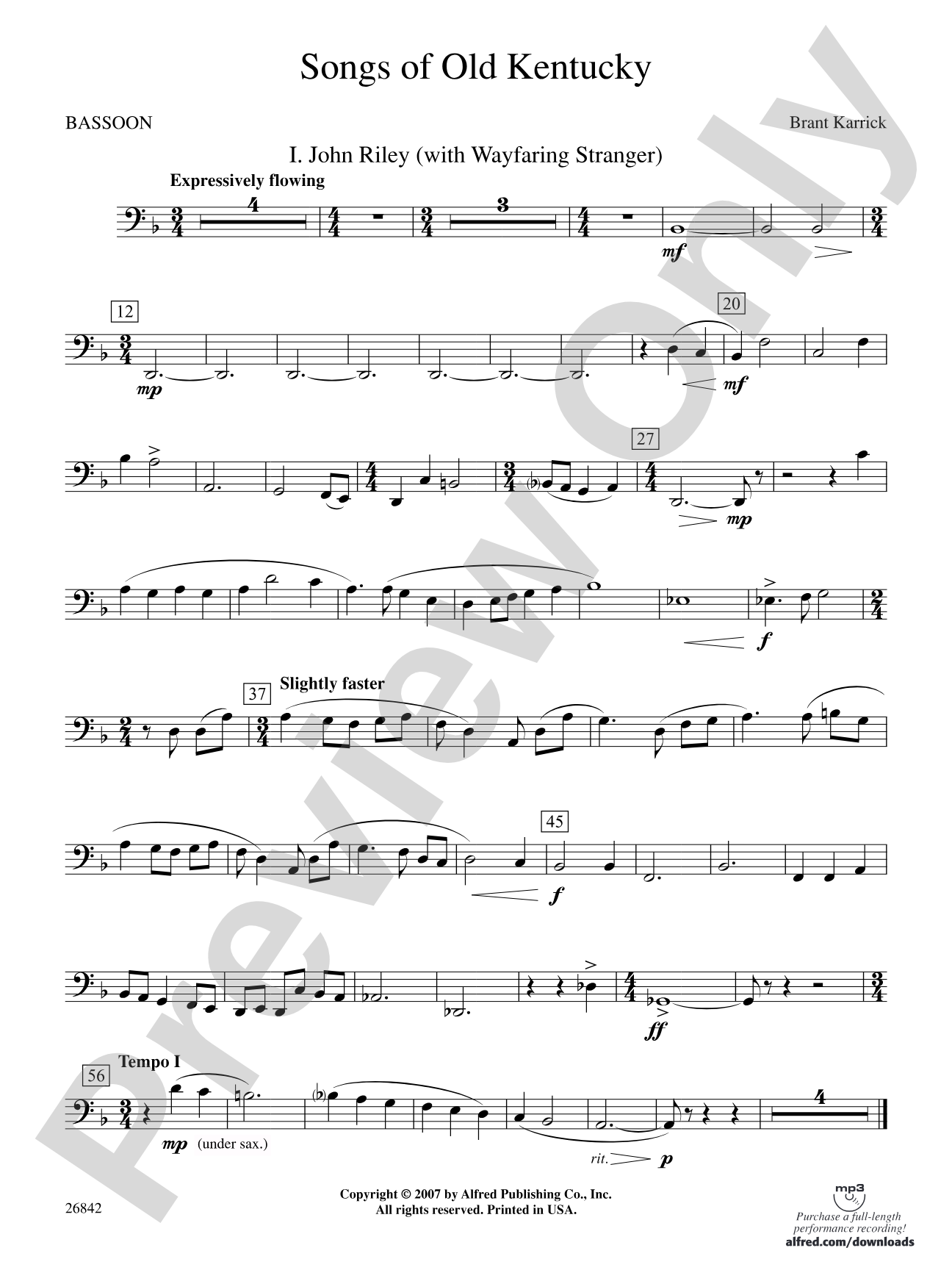 Songs of Old Kentucky: Bassoon