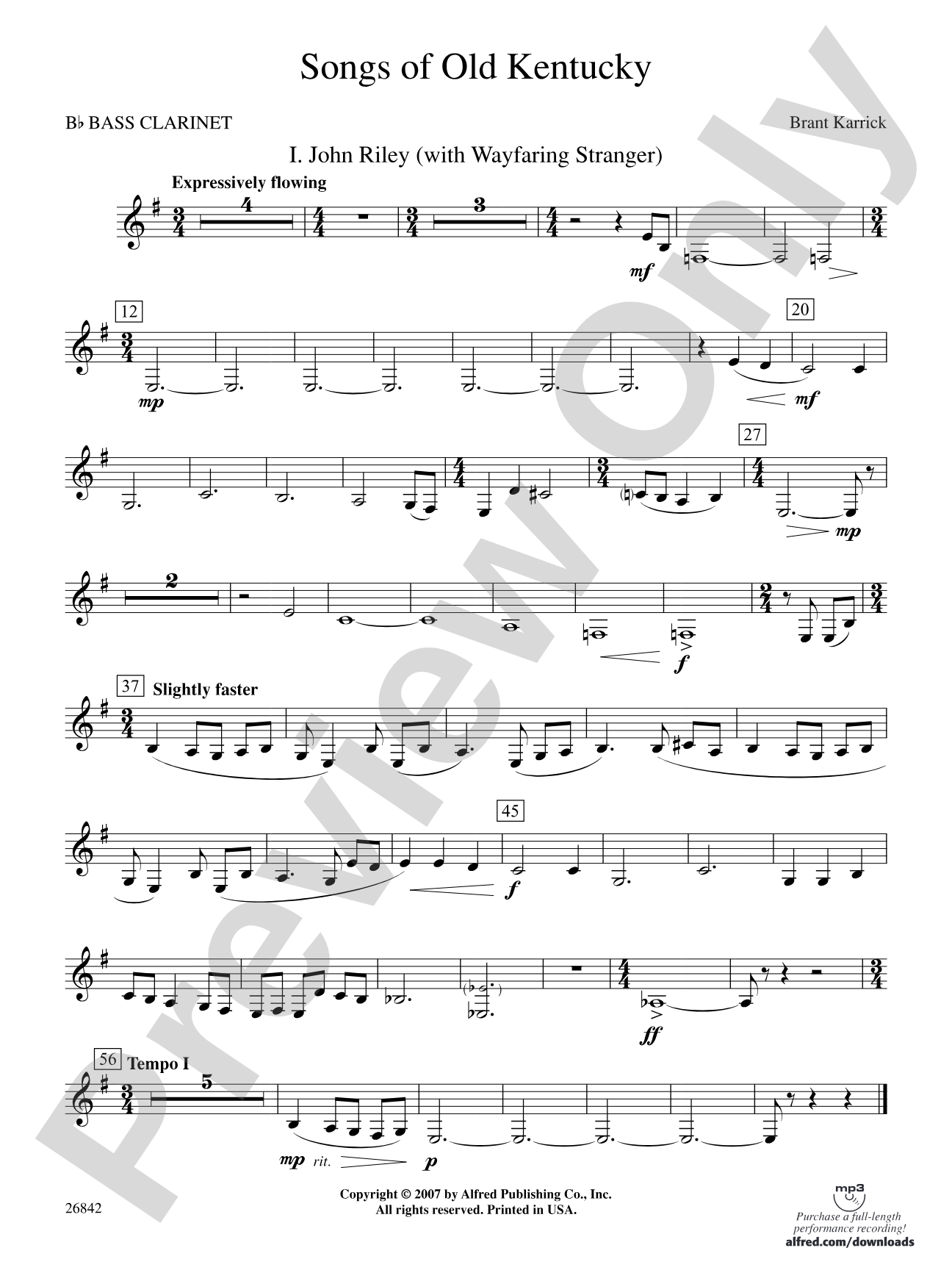 Songs of Old Kentucky: B-flat Bass Clarinet