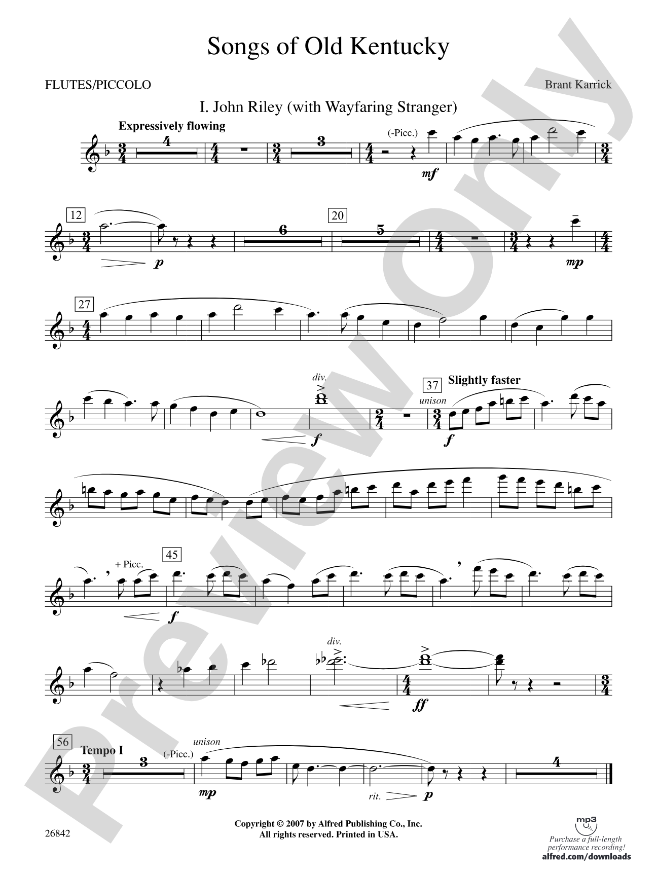 Songs of Old Kentucky: Flute