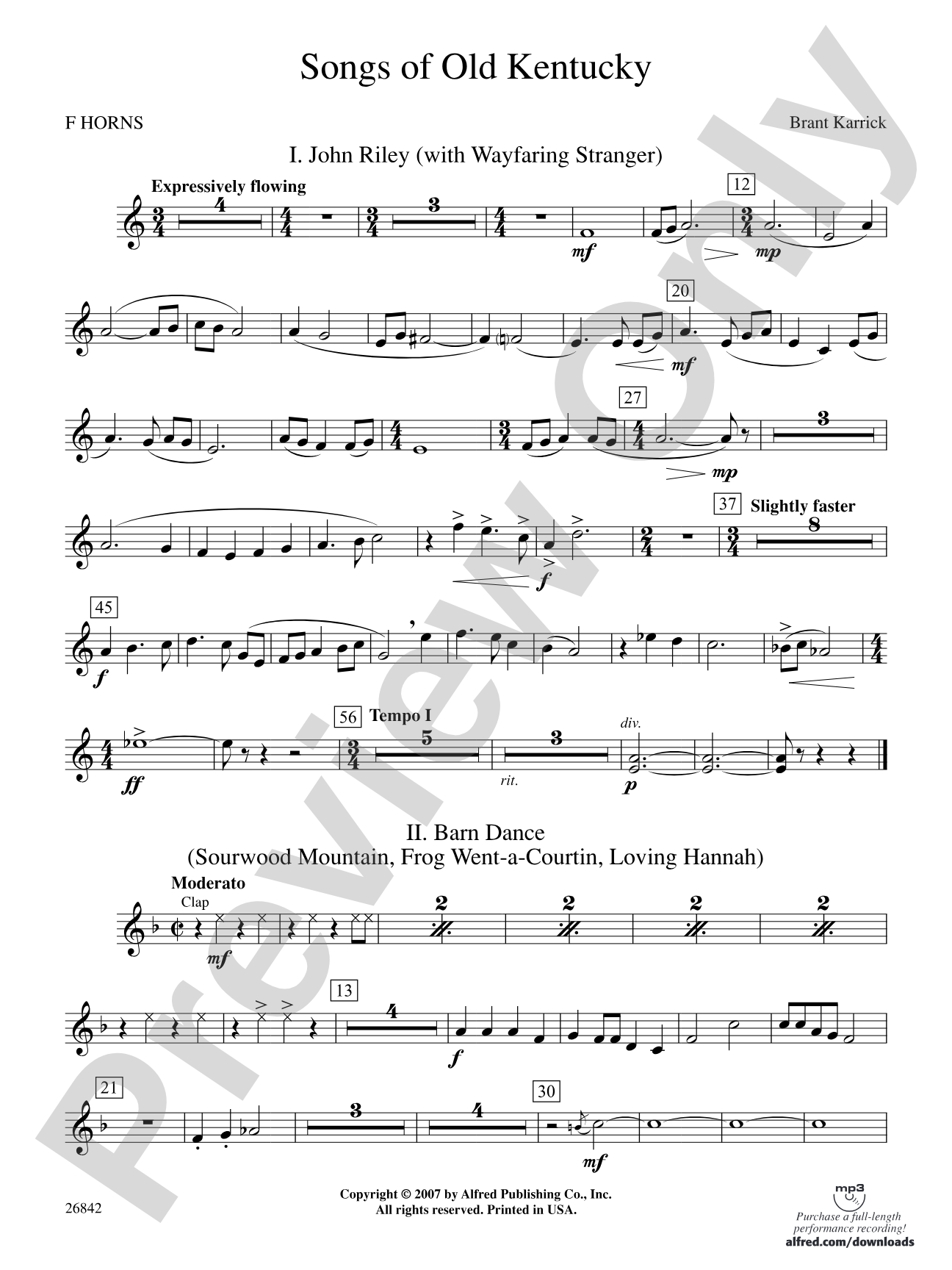 Songs of Old Kentucky: 1st F Horn