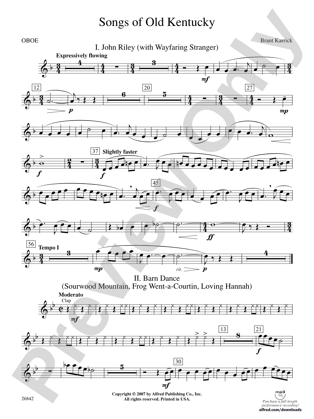 Songs of Old Kentucky: Oboe