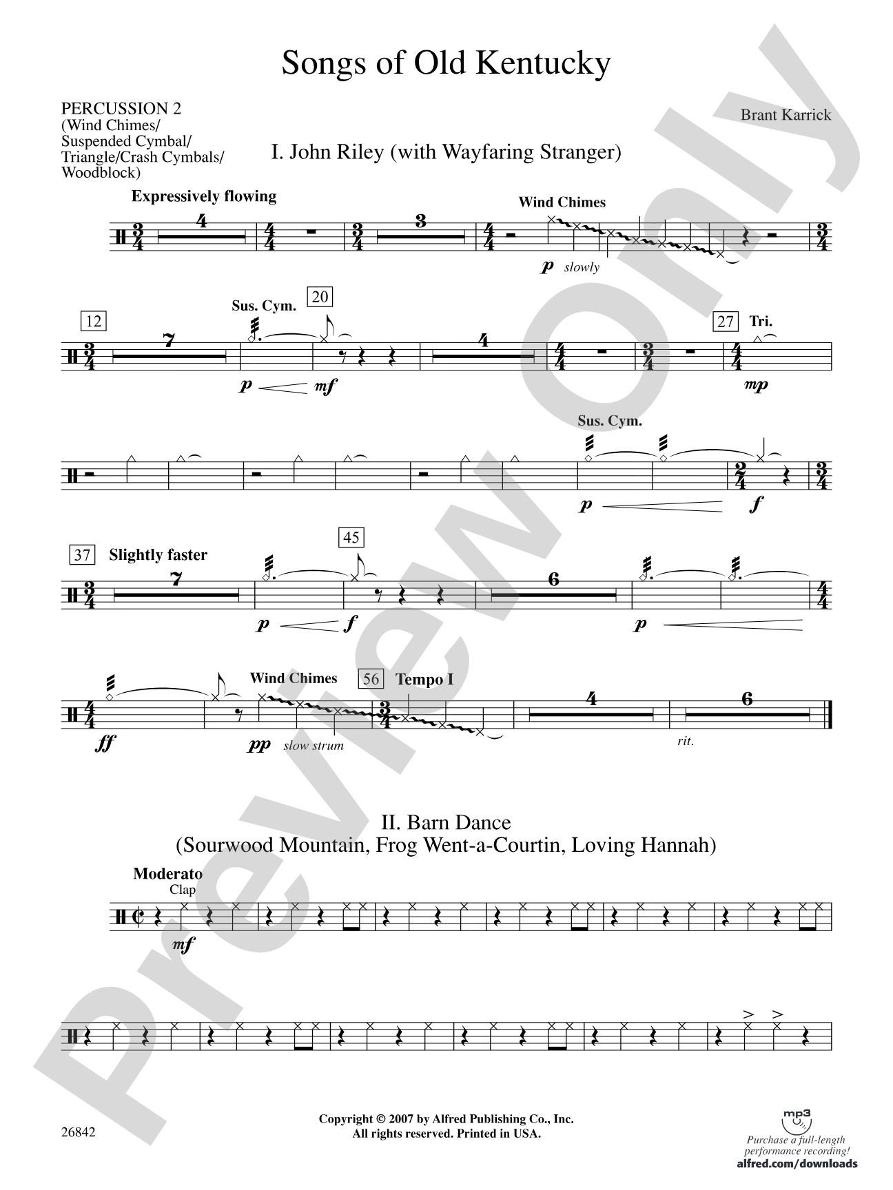 Songs of Old Kentucky: 2nd Percussion