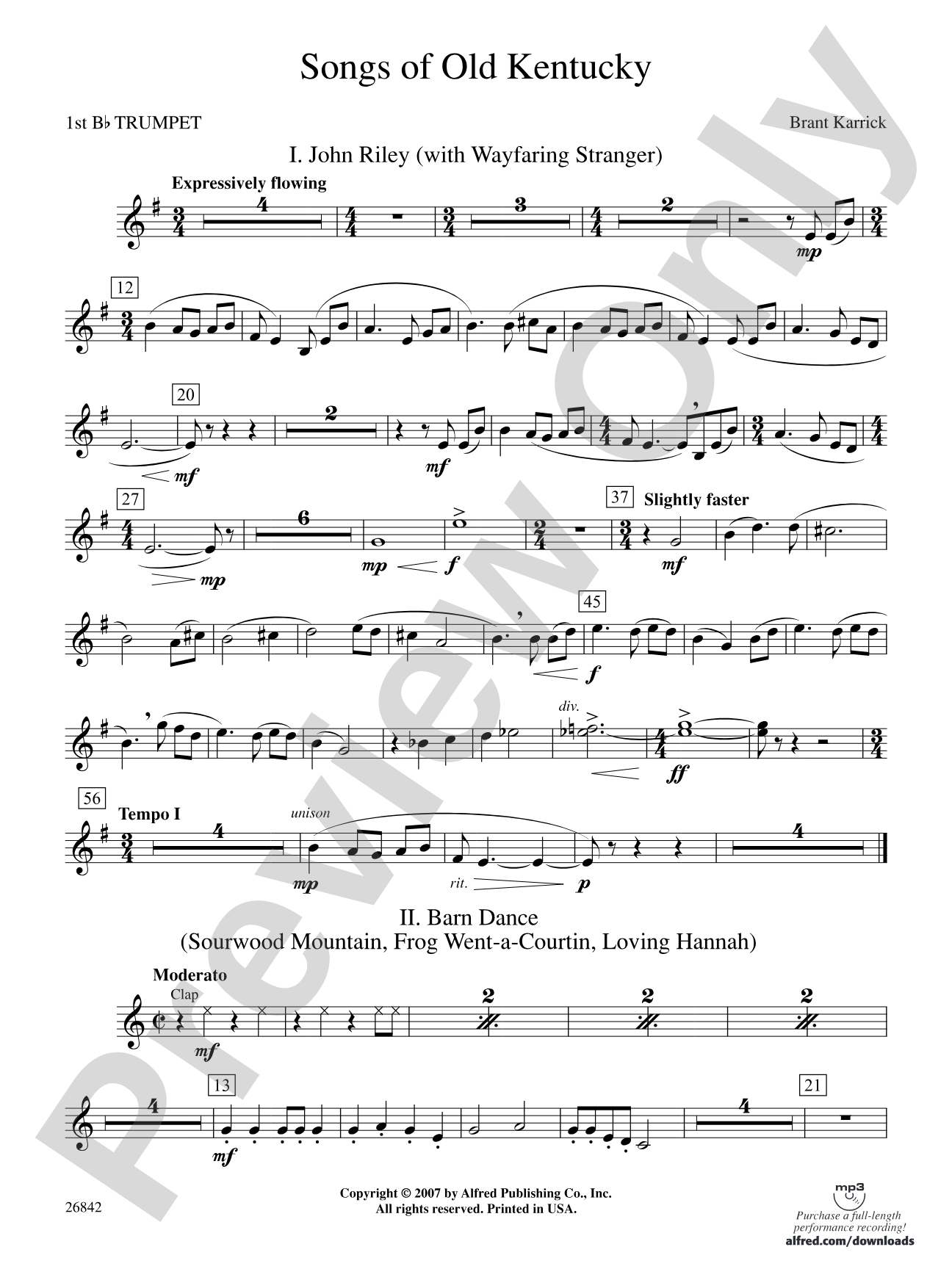 Songs of Old Kentucky: 1st B-flat Trumpet