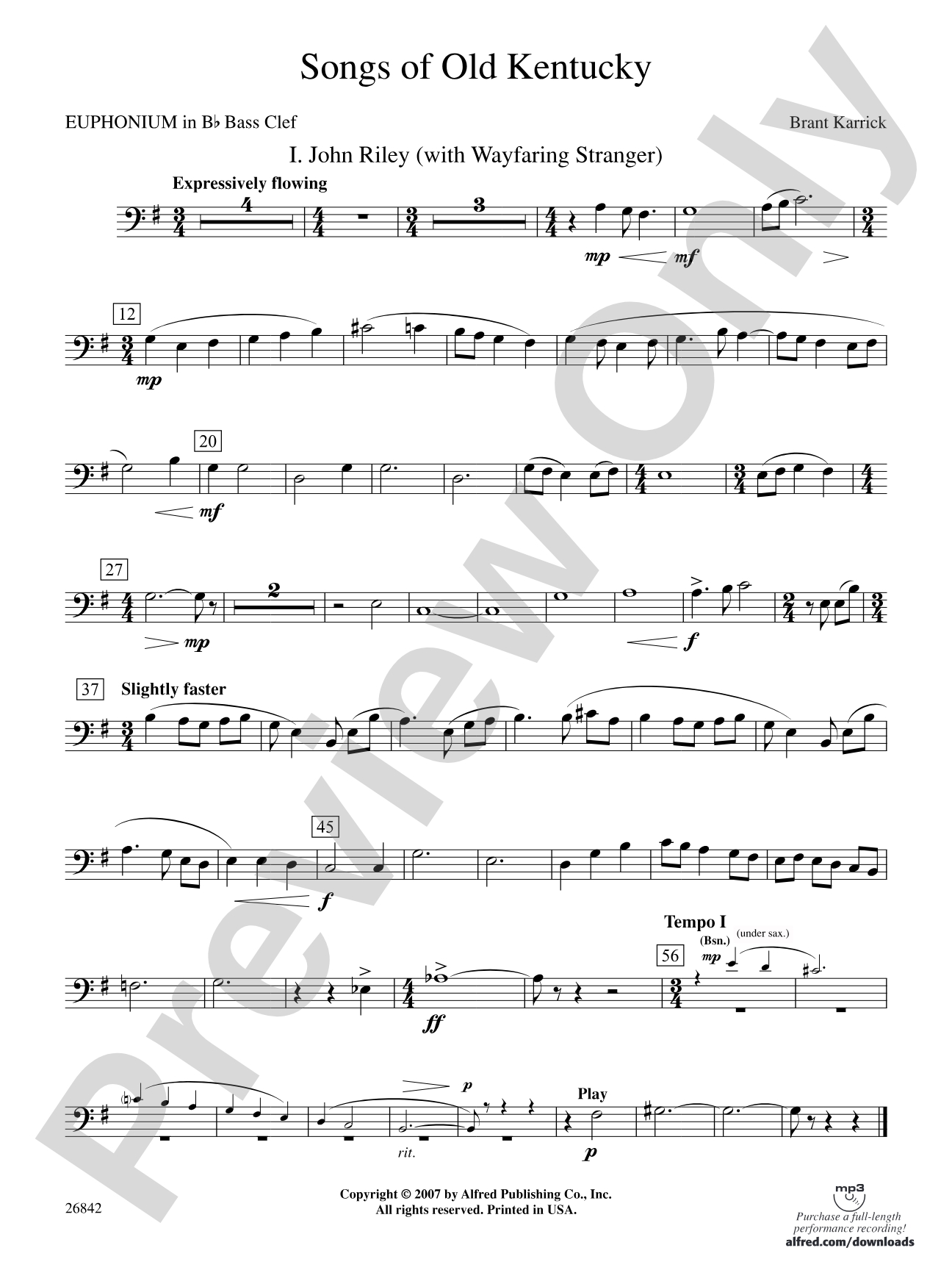 Songs of Old Kentucky: (wp) B-flat Baritone B.C.