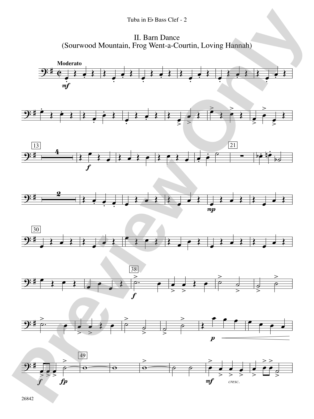 Songs of Old Kentucky: (wp) E-flat Tuba B.C.