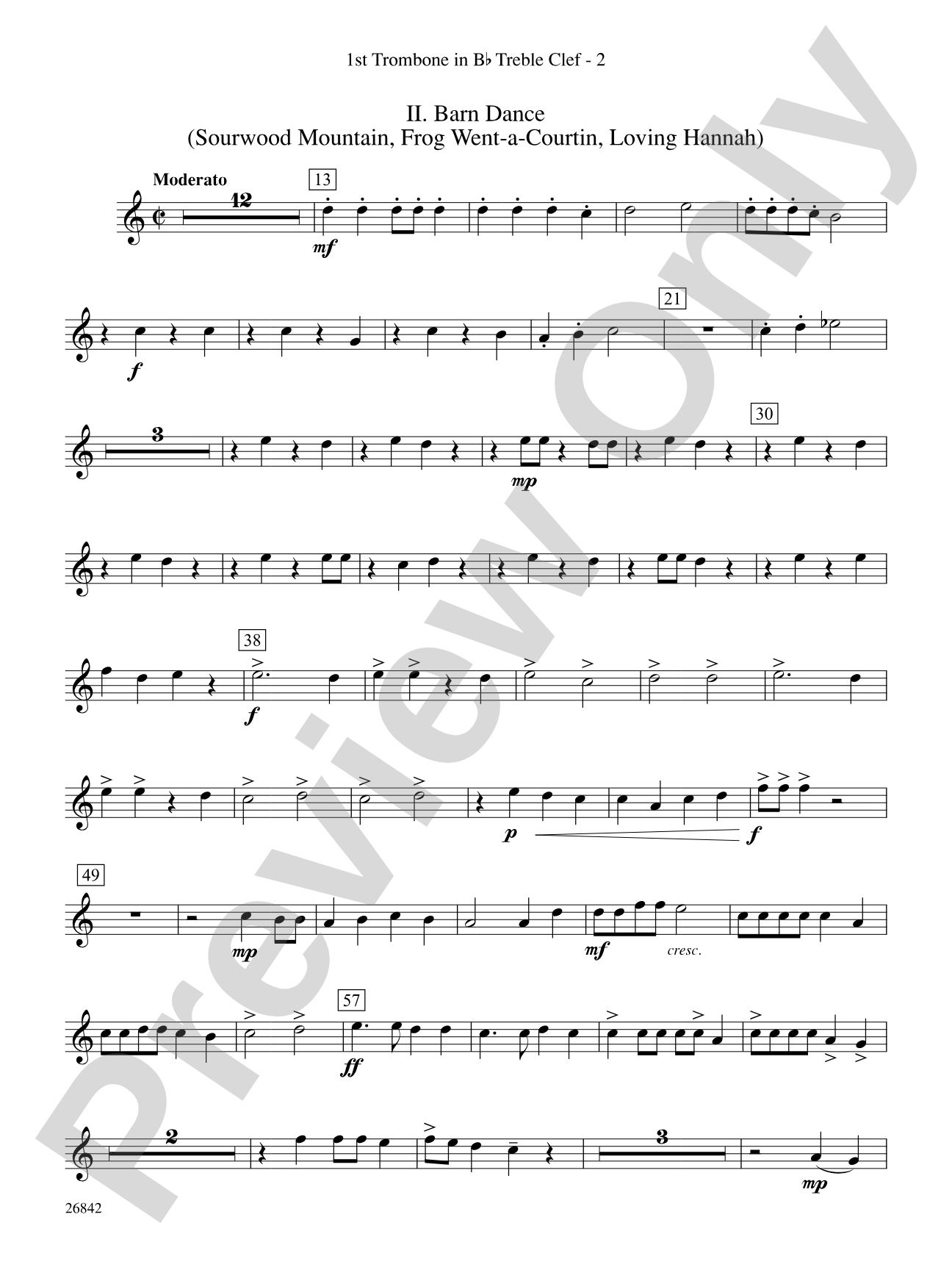 Songs of Old Kentucky: (wp) 1st B-flat Trombone T.C.