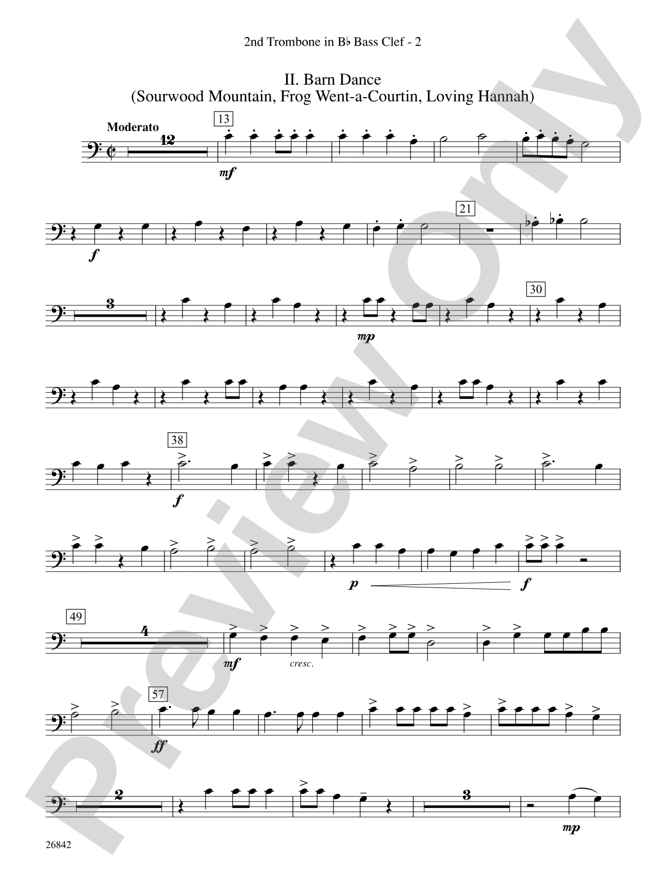 Songs of Old Kentucky: (wp) 2nd B-flat Trombone B.C.