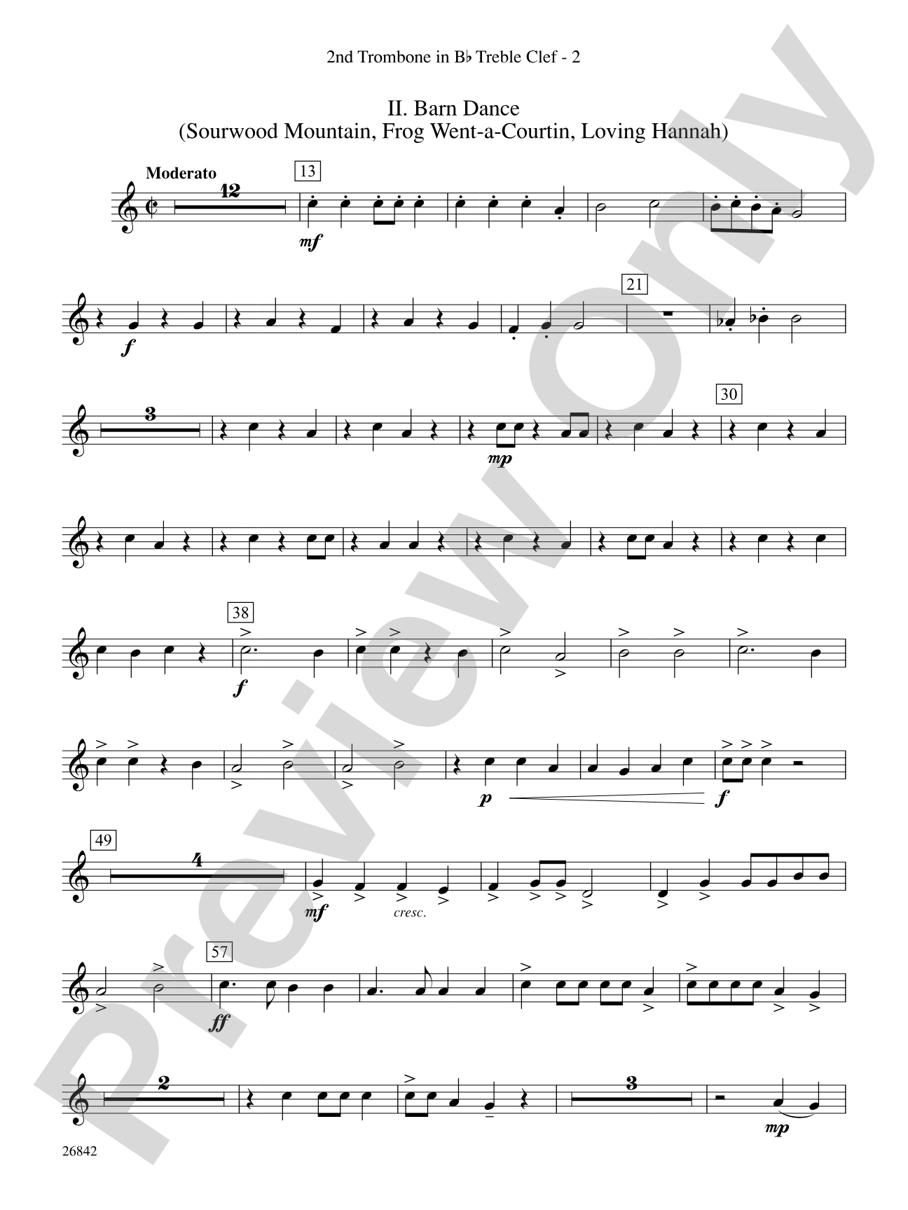Songs of Old Kentucky: (wp) 2nd B-flat Trombone T.C.