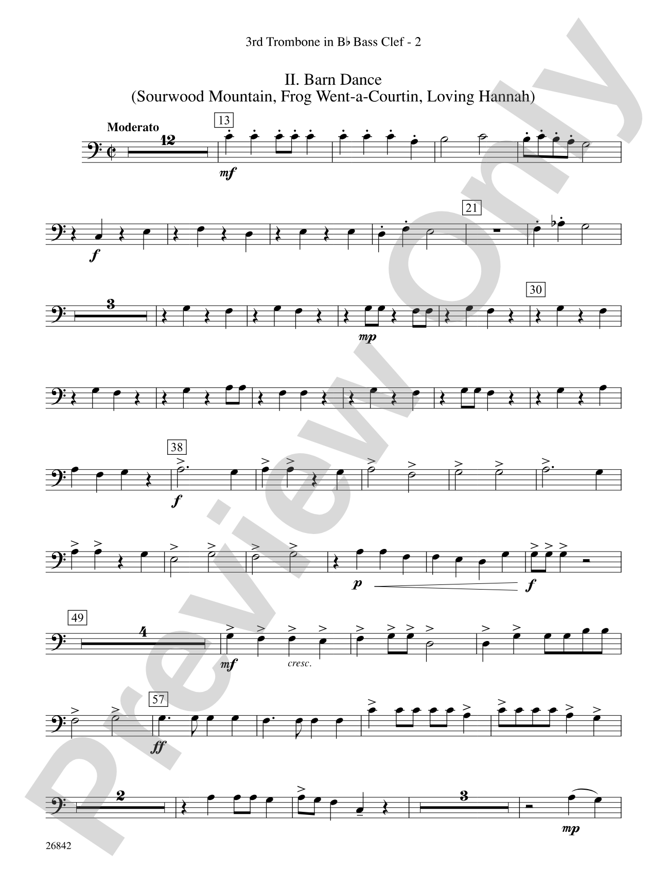 Songs of Old Kentucky: (wp) 3rd B-flat Trombone B.C.