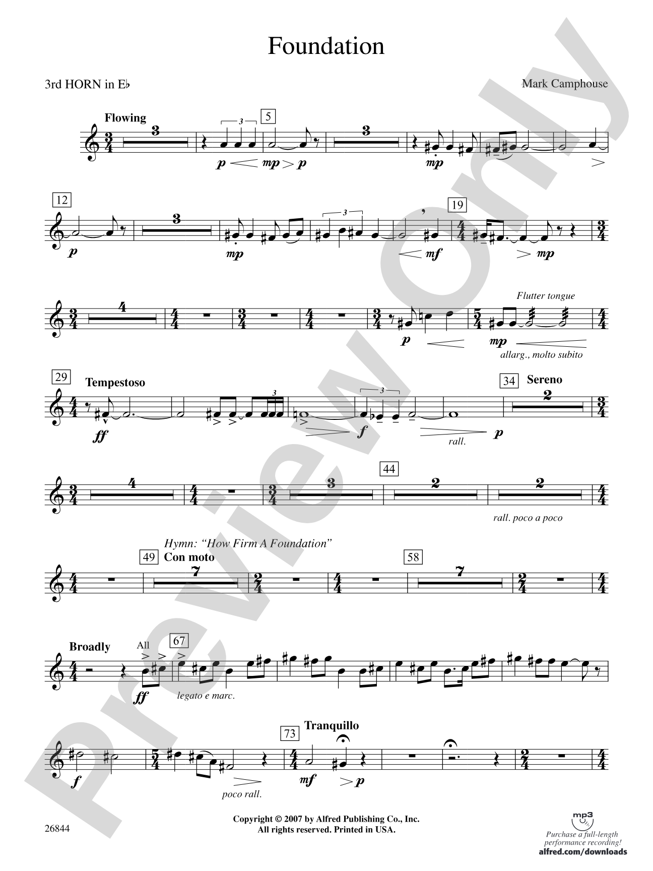 Foundation: (wp) 3rd Horn in E-flat