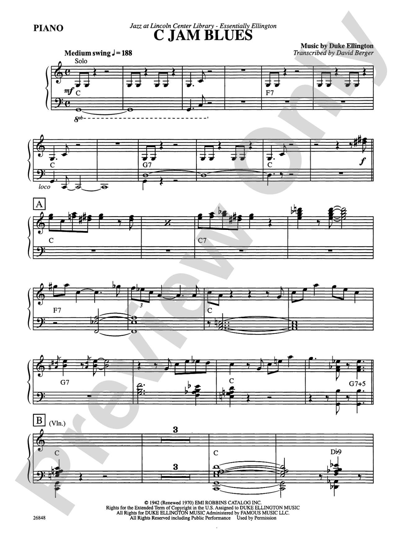 C Jam Blues: Piano Accompaniment