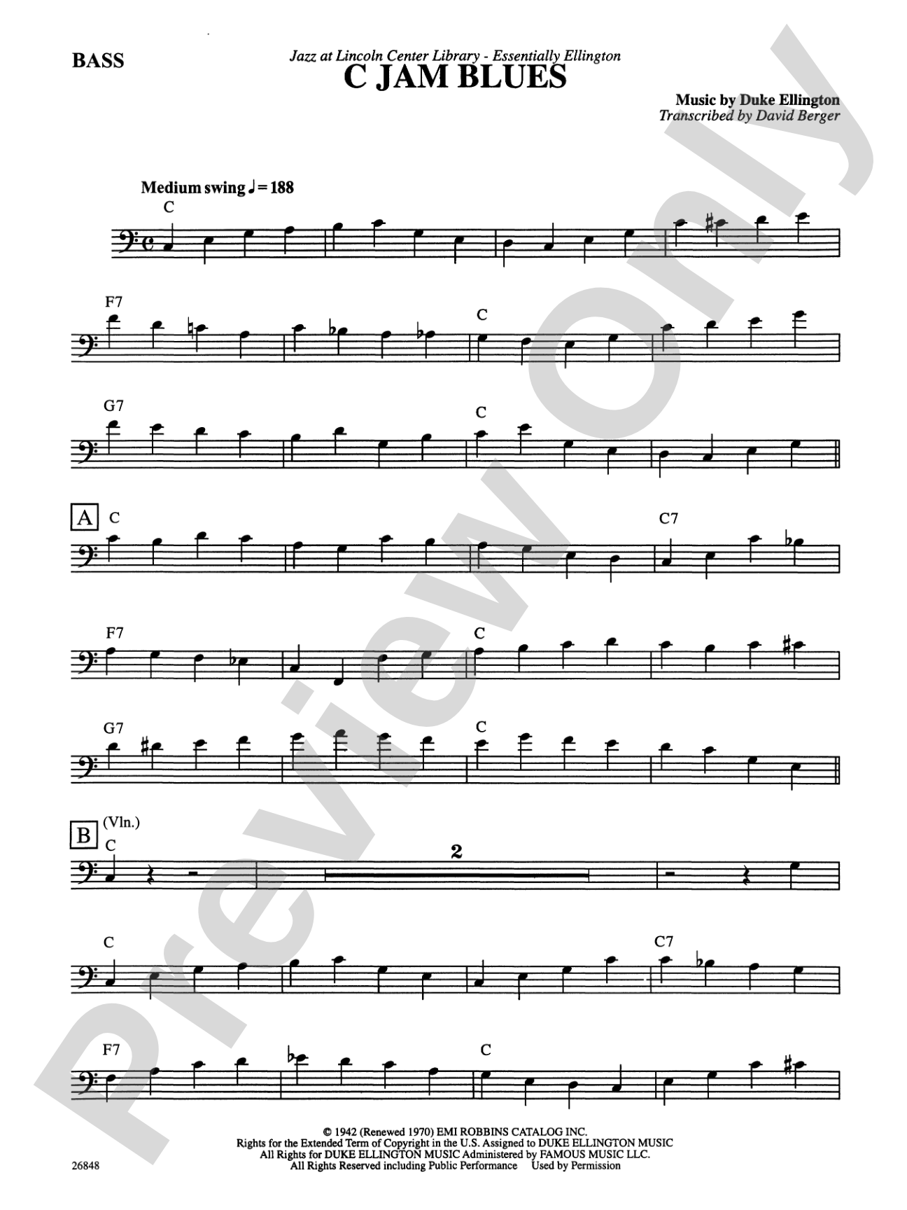 C Jam Blues: String Bass