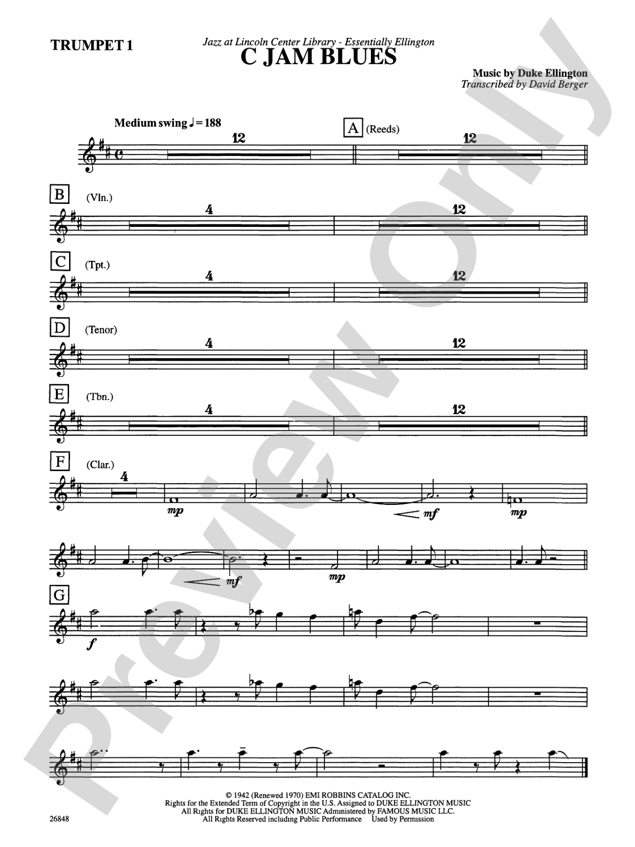 C Jam Blues: 1st B-flat Trumpet