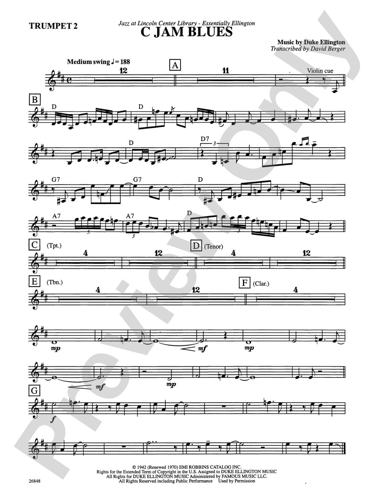 C Jam Blues: 2nd B-flat Trumpet