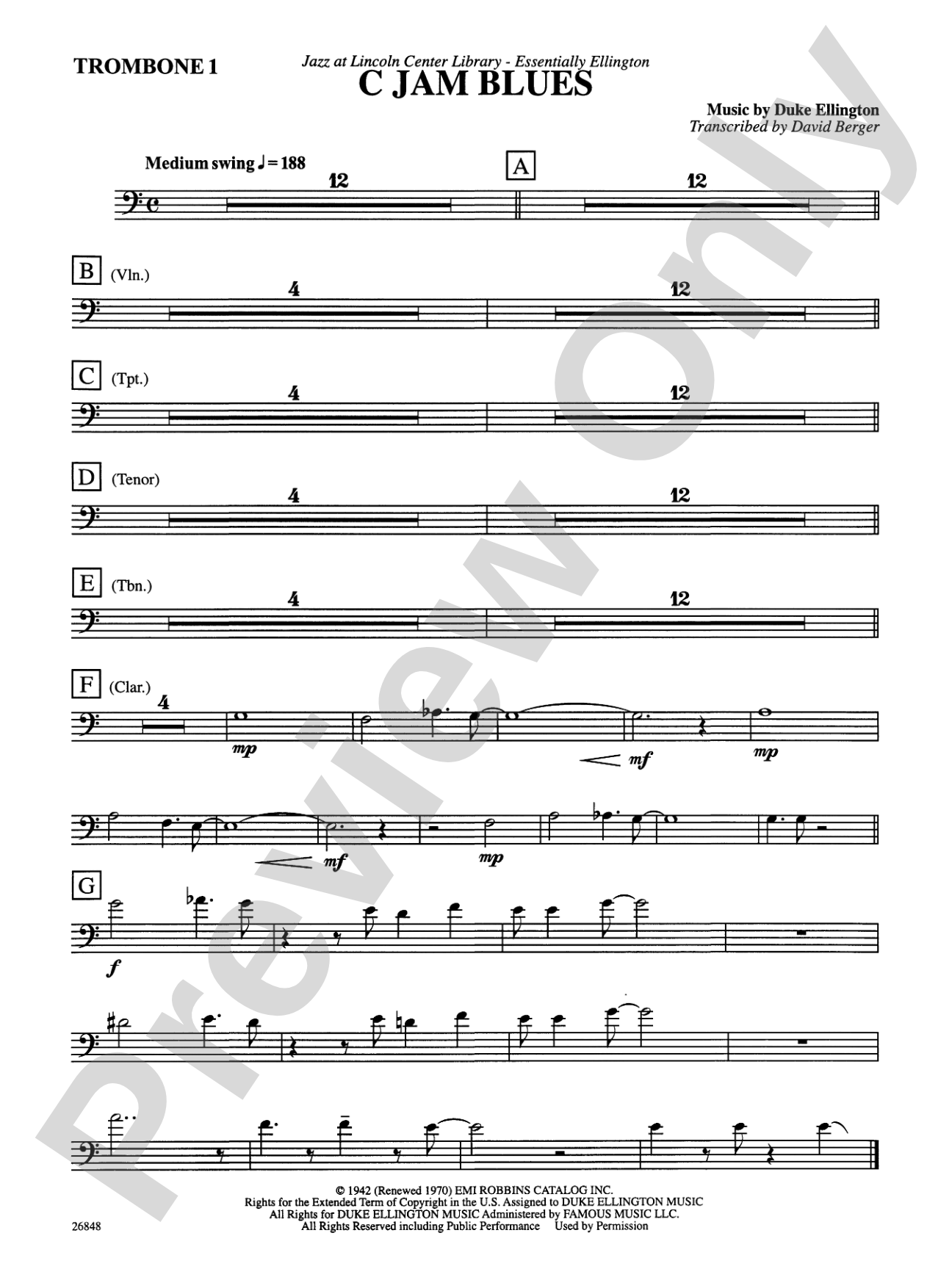 C Jam Blues: 1st Trombone