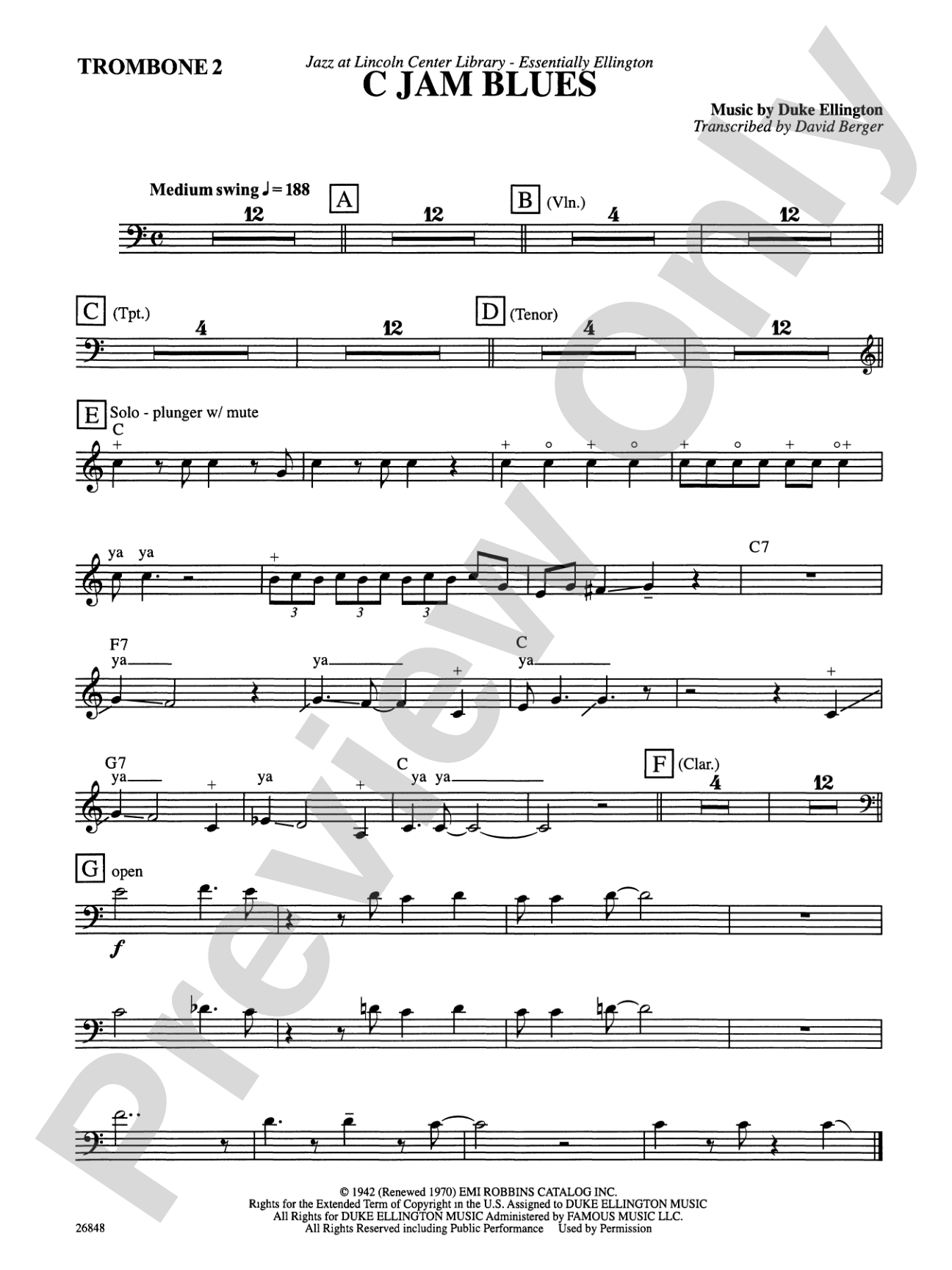 C Jam Blues: 2nd Trombone
